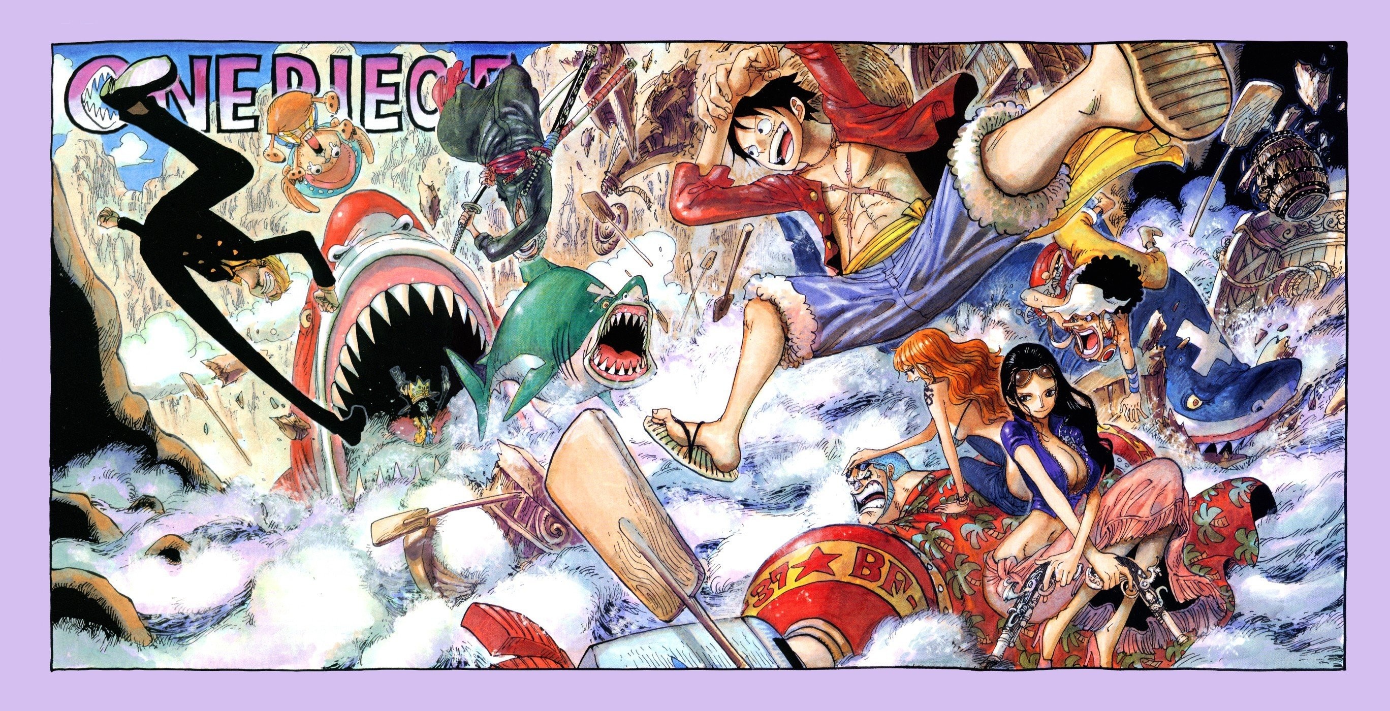 2736x1400 One Piece, Monkey D. Luffy, Tony Tony Chopper, Usopp, Nami, Roronoa Zoro,  Sanji, Nico Robin Wallpaper HD