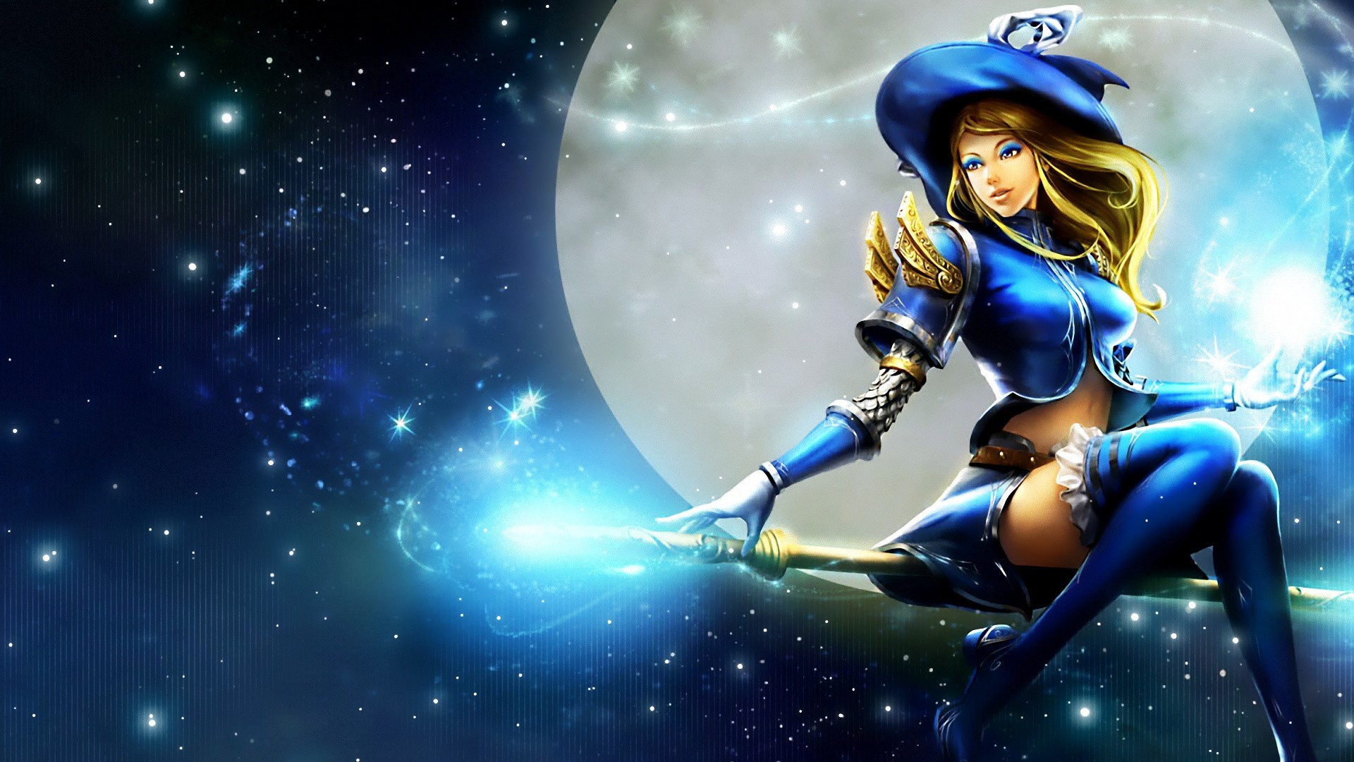 1920x1080 Wallpapers Blonde Witch on Her Broom HD Wallpapers Blonde Witch 