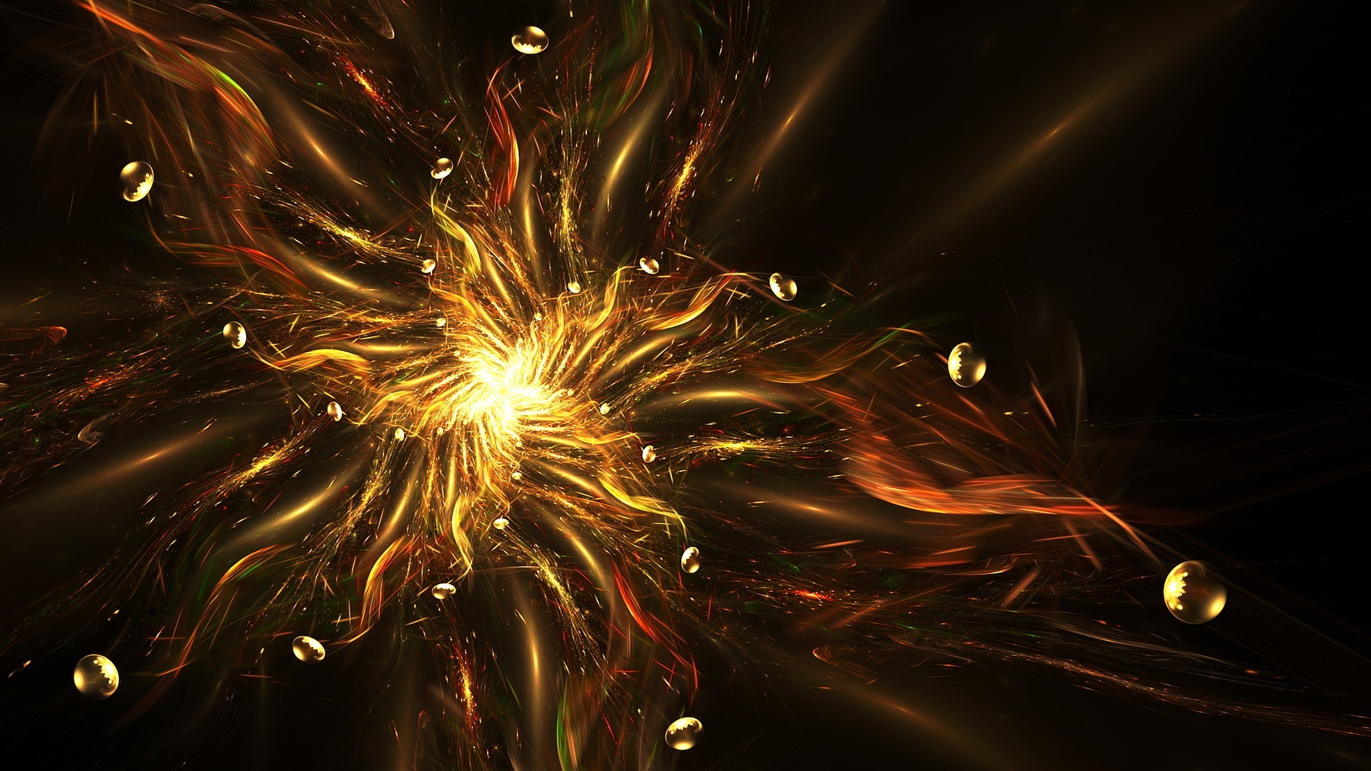 1920x1080 digital Art, Abstract, CGI, Fractal, Sphere, Gold, Stars Wallpapers HD /  Desktop and Mobile Backgrounds