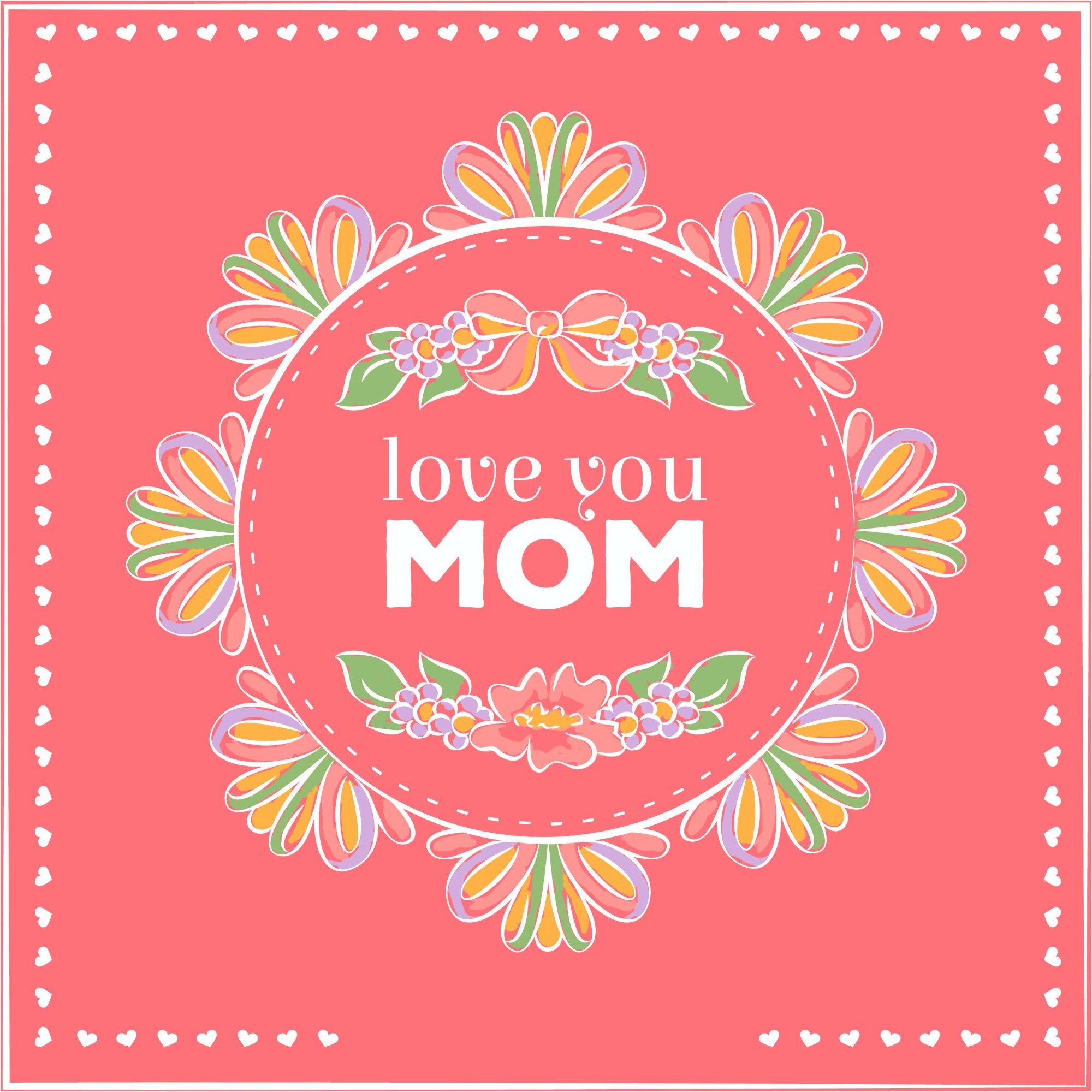 2000x2000 Love You Mom happy Mother's Day Greeting card Design Vector & Wallpaper