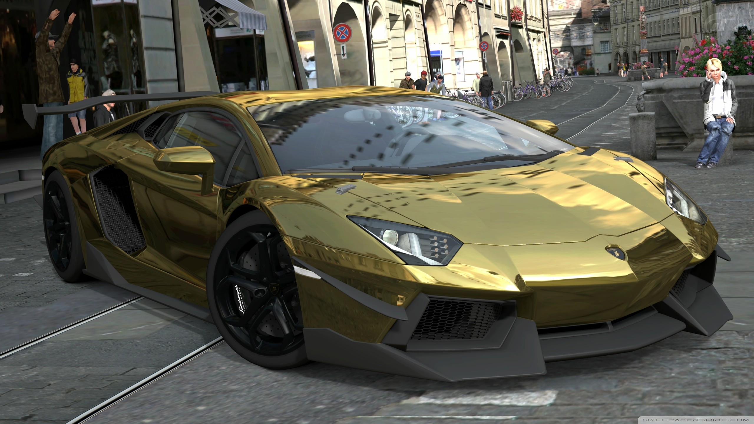 2560x1440 World No1 luxury Car Lamborghini Aventador Gold