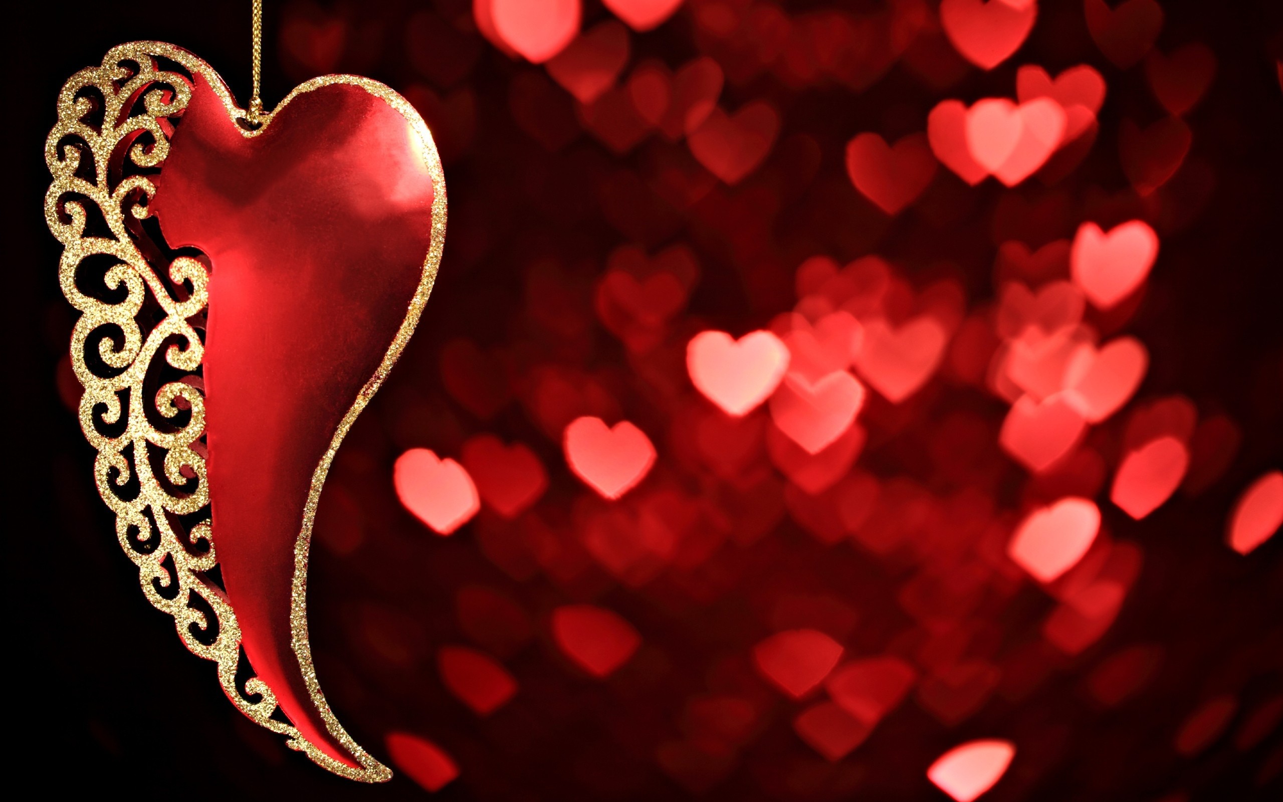 2560x1600 Wallpaper Heart, Pattern, Background, Red, Black background HD, Picture,  Image