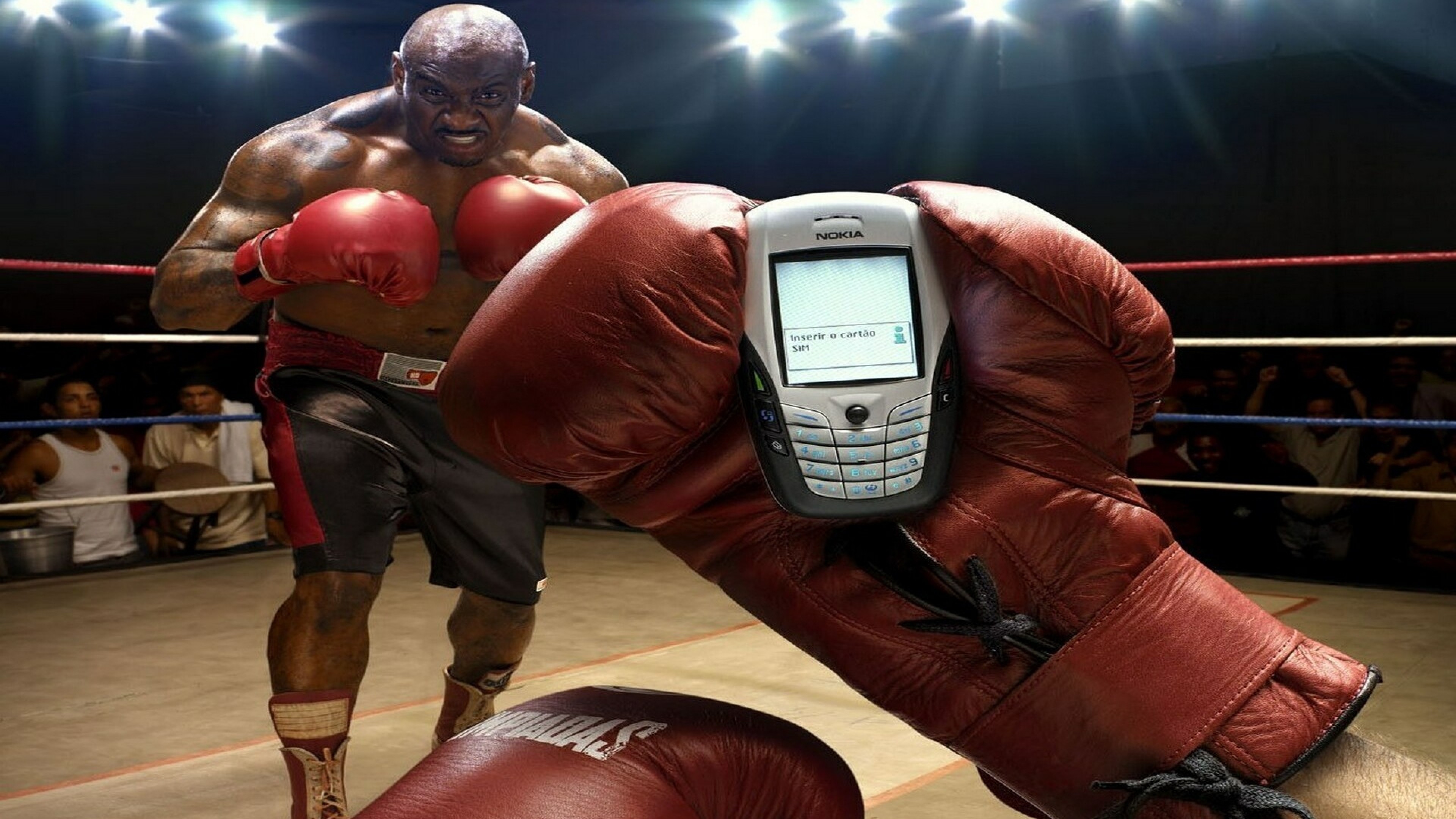 3840x2160 Preview wallpaper boxing, people, hand, glove, phone 