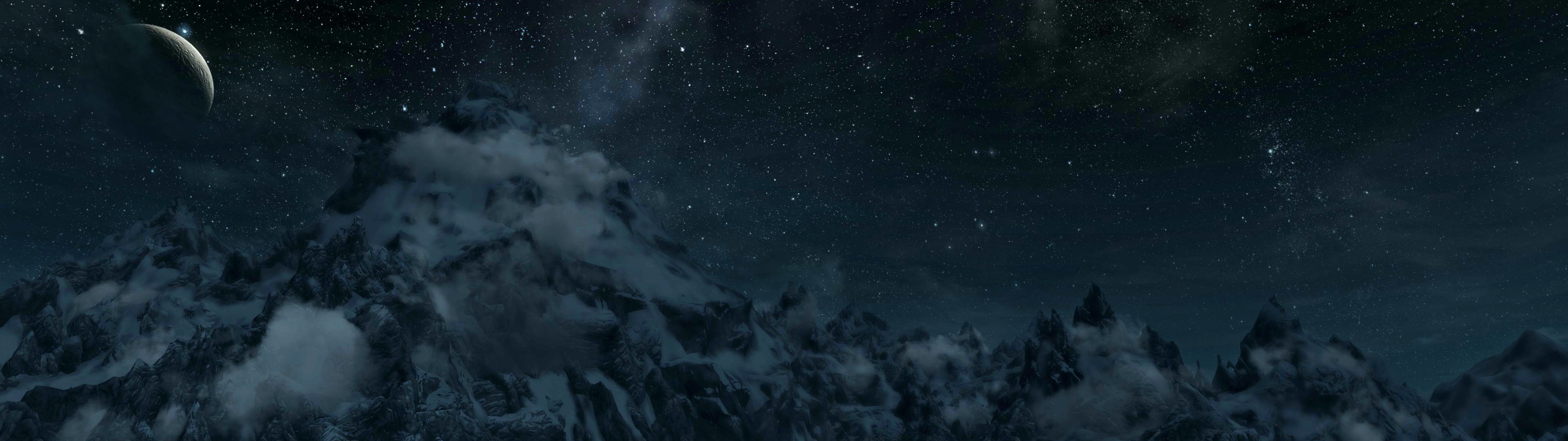 3840x1080 Skyrim mountain range panorama (dual screen wallpaper I made) []  ...