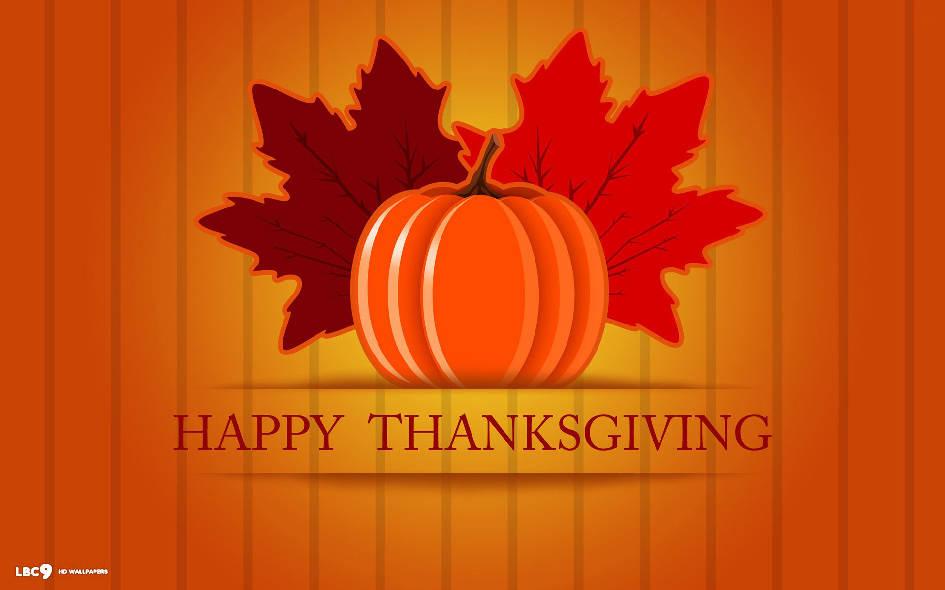 1920x1200 happy thanksgiving orange pumpkin two leaves simple holiday wallpaper