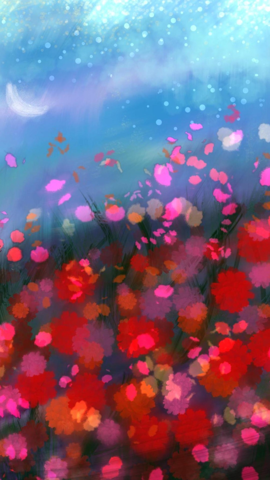 1080x1920 Painting flowers on the field background