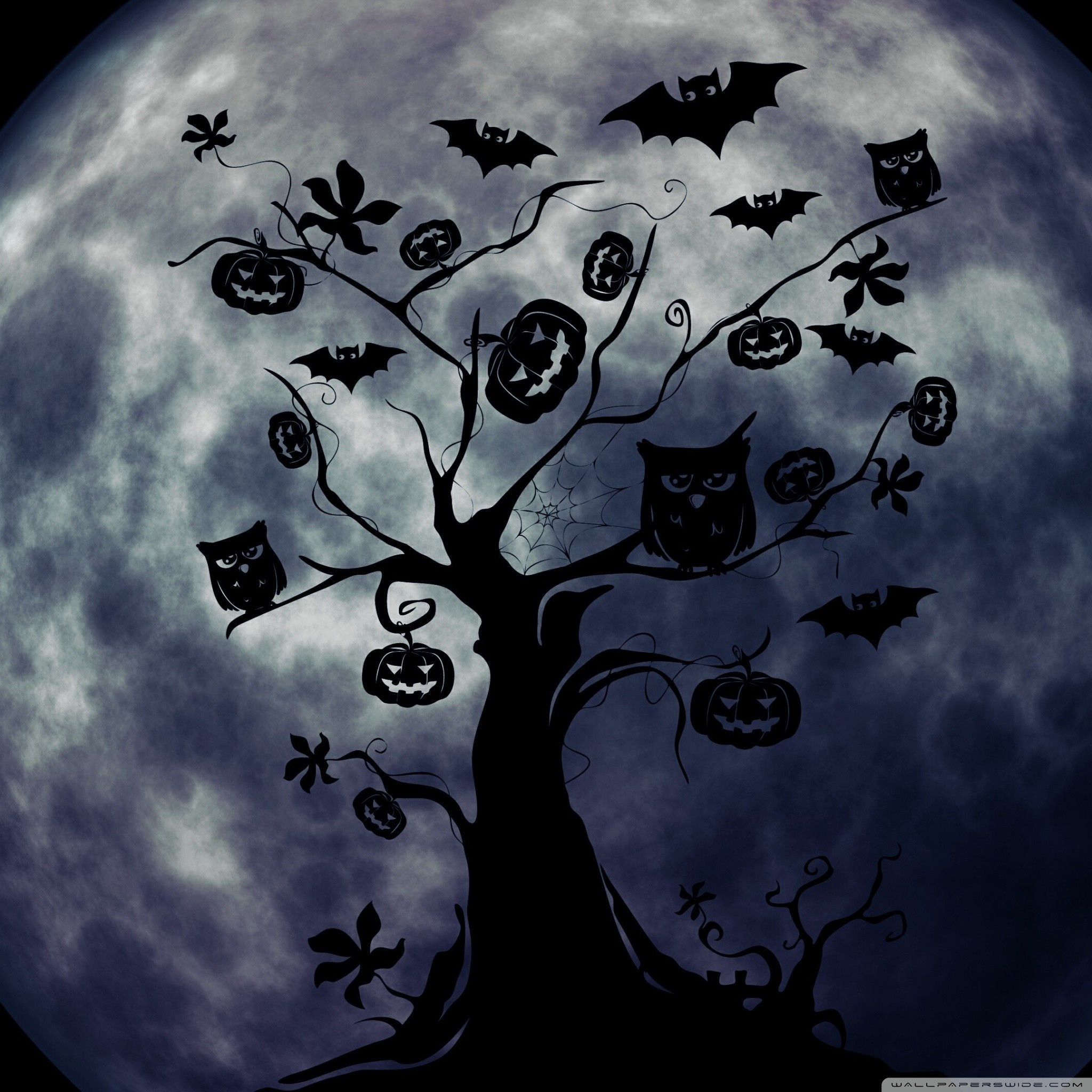 2048x2048 halloween wallpaper for android tablet halloween owls and bats wallpaper  