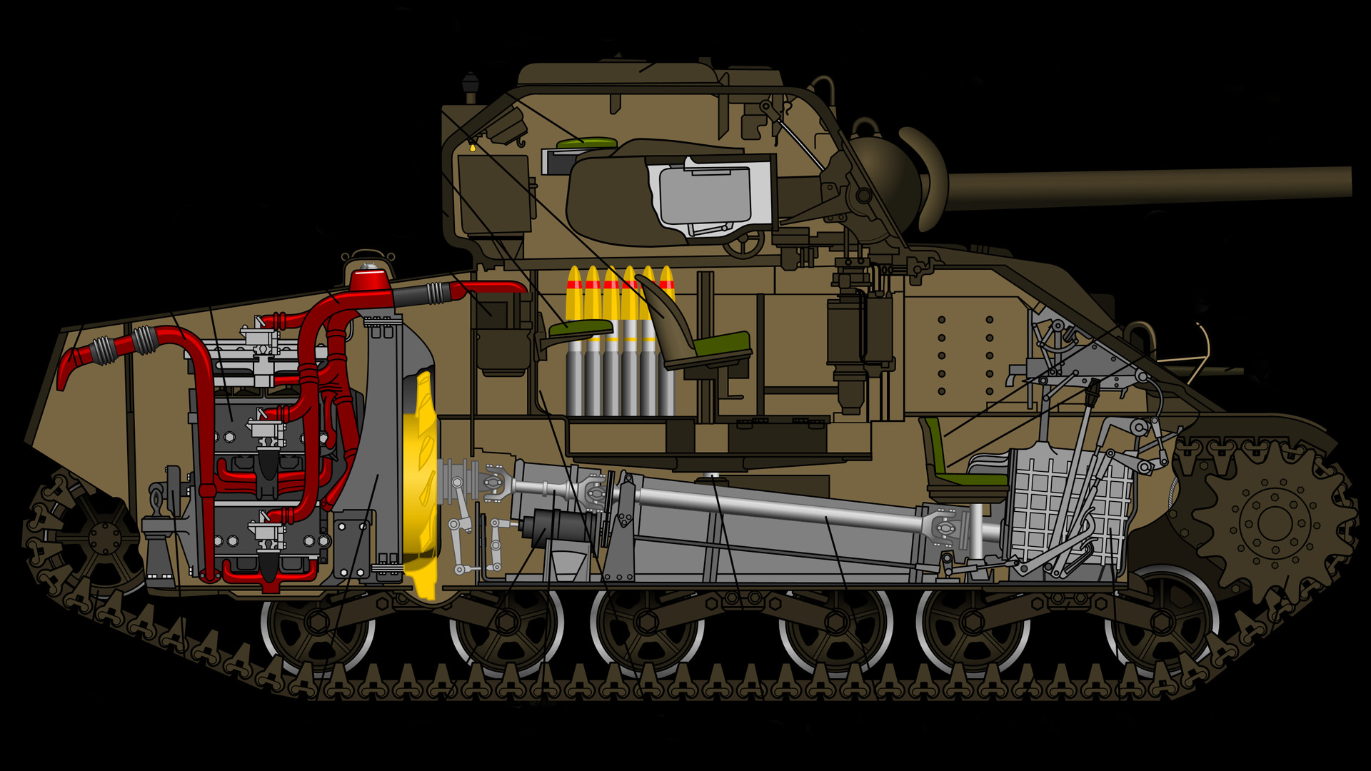 1920x1080 M4 Sherman Tank Drawing