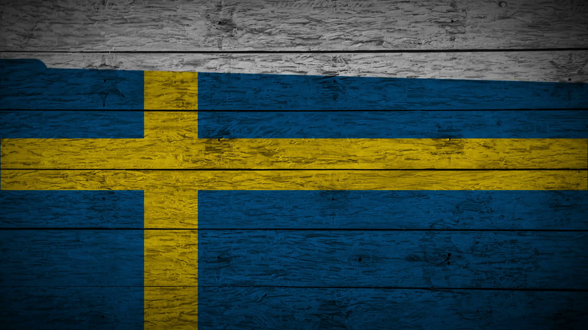 1920x1080 Painting Flag of Sweden on old wood boards With four different ways.  Animation of wooden grunge swedish flag loop. Abstract flag background for  your text or ...