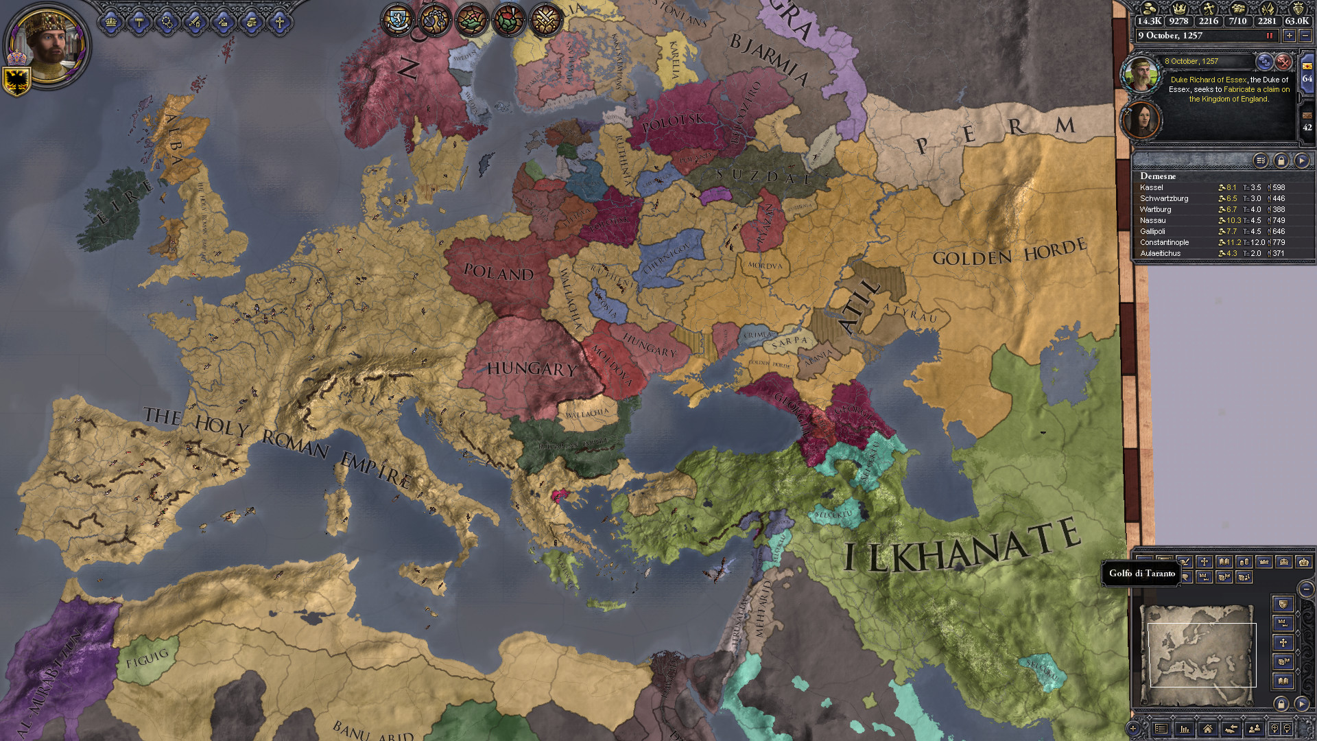 1920x1080 Just an update on my game, now in 1252, playing as Louis IV, Holy Roman  Emperor, and true Heir of Rome. Goal is to get myself the Byzantine Title  and ...