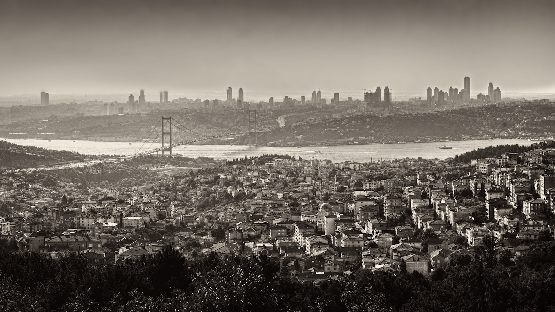 1920x1080 Photo Istanbul Turkey Megalopolis Bridges Night Cities  turkey  desktop wallpaper