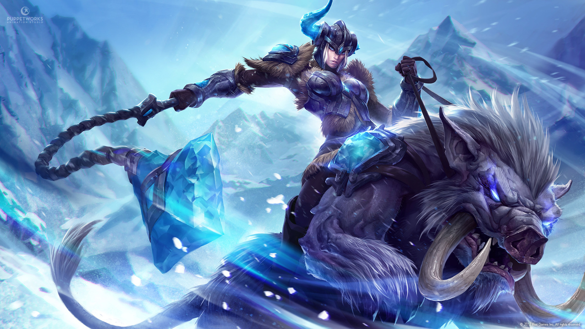 1920x1080 Preview wallpaper league of legends, sejuani, monster, crystals 