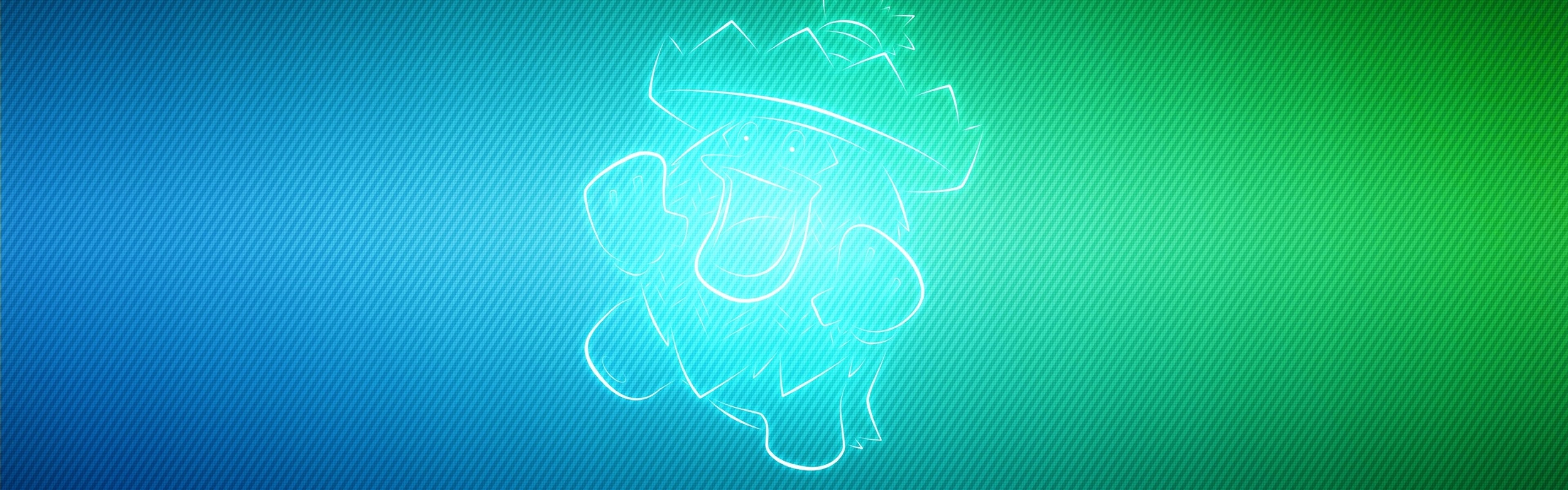 3840x1200  Wallpaper pokemon, bright, green, blue, ludicolo