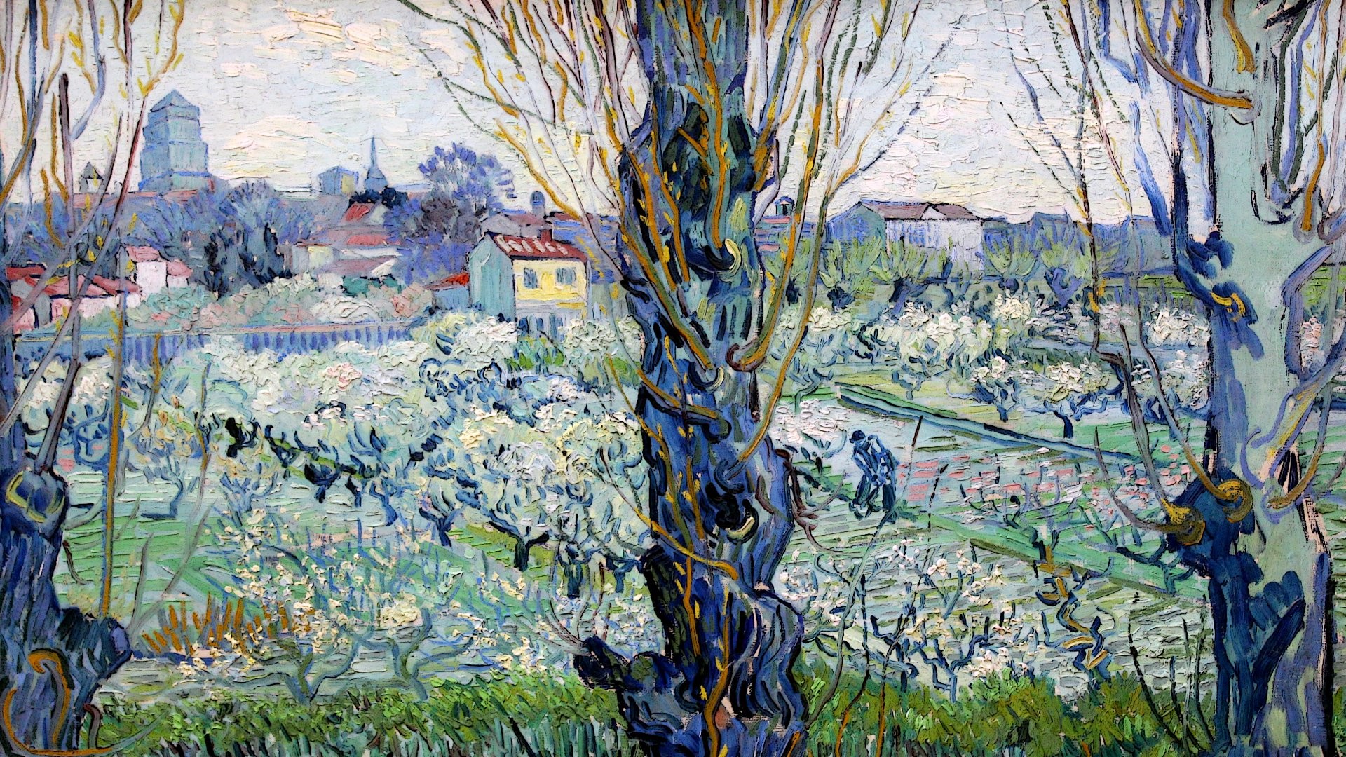 1920x1080 Photo 26 Feb 32 notes Â· View of Arles - Orchard in Bloom with Poplars in  the Forefront (1889) by