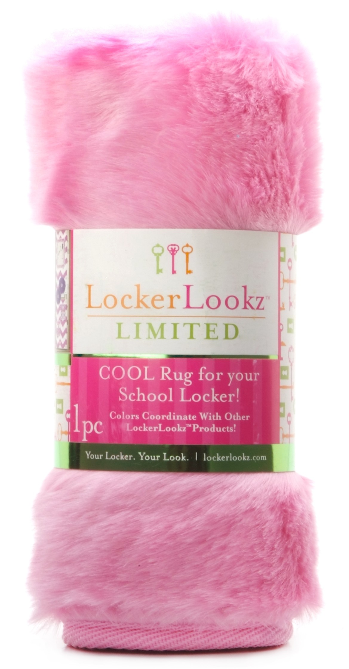 1169x2243 Pink Plush Faux Fur Locker Rug: This plush, faux fur rug in soft pink
