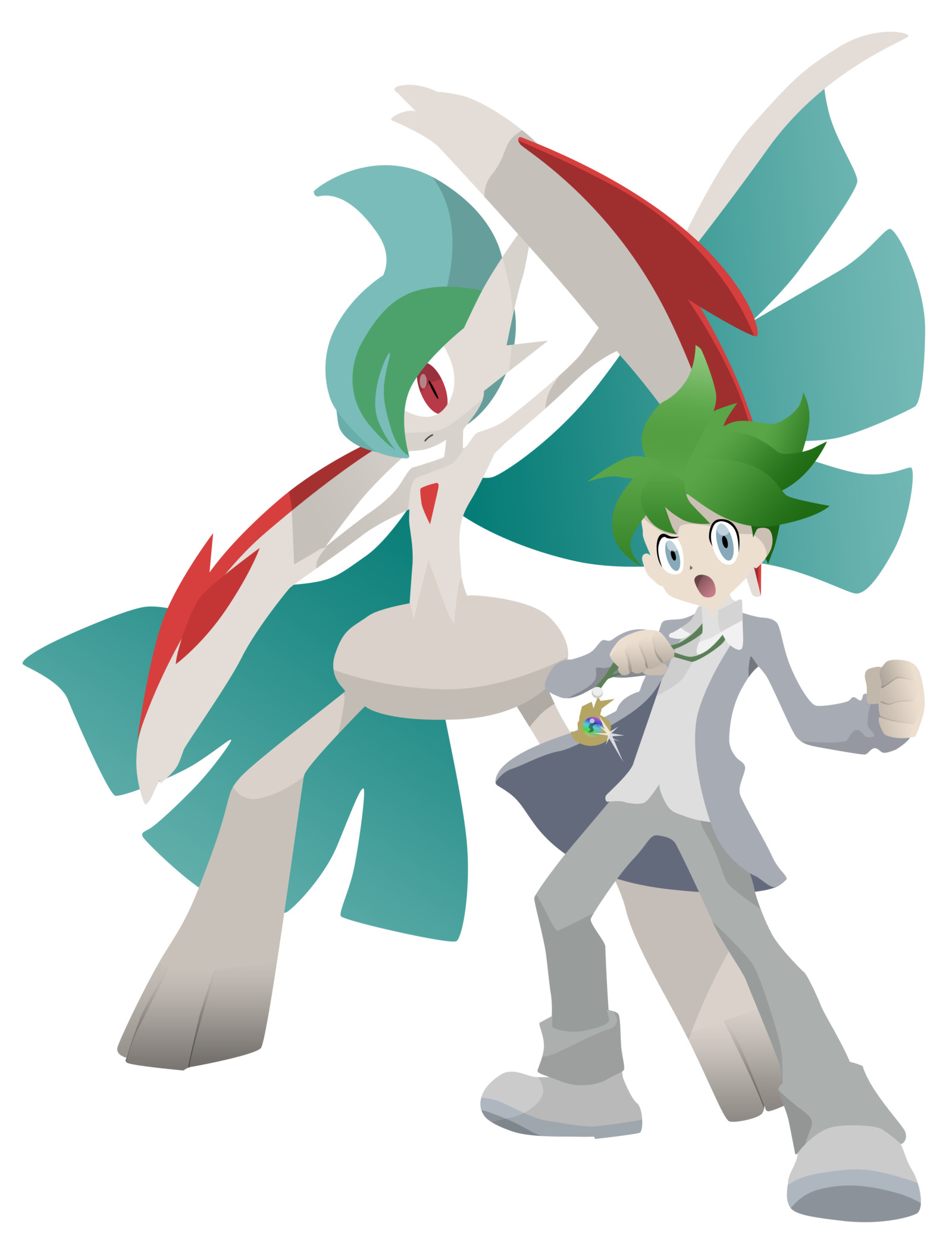 1600x2090 Mega Gallade and Trainer Wally - Pokemon Vector by firedragonmatty