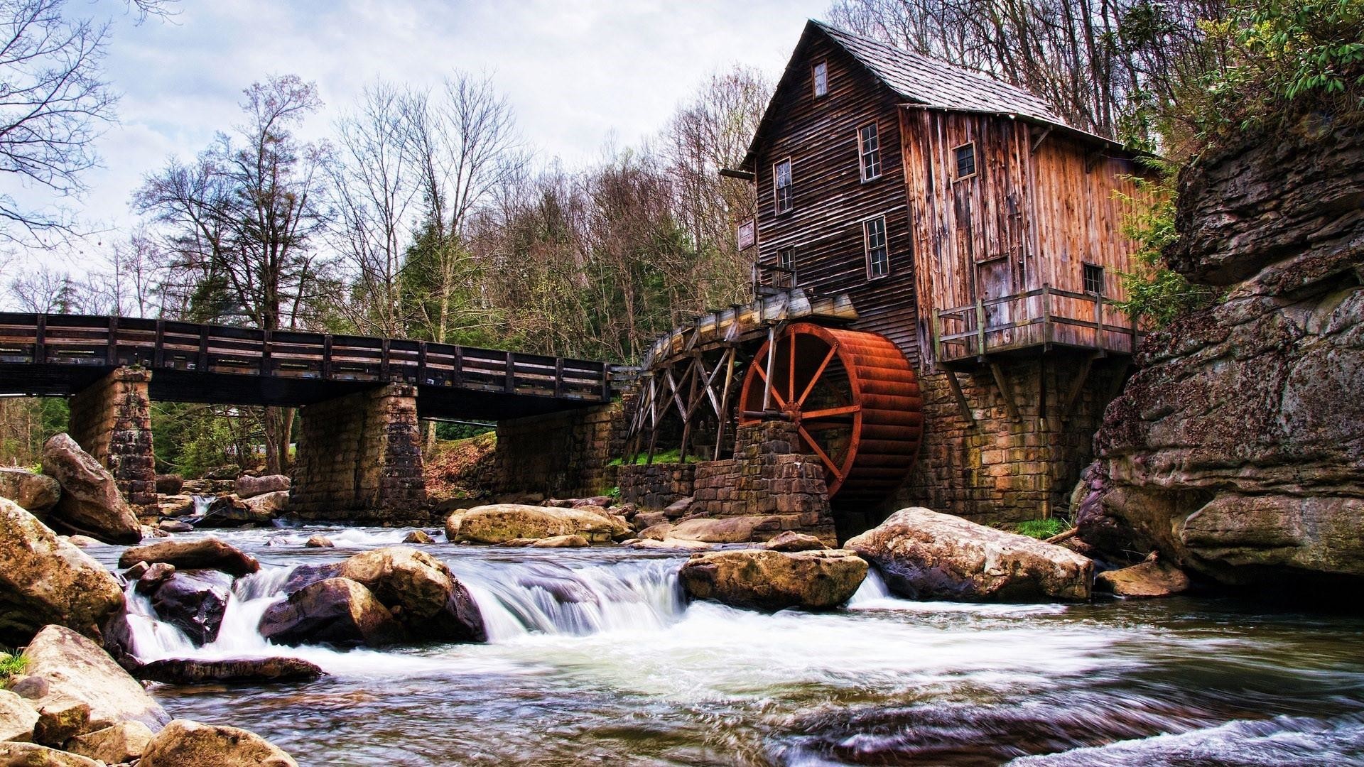 1920x1080 Babcock State Park, Glade Creek Grist Mill wallpaper