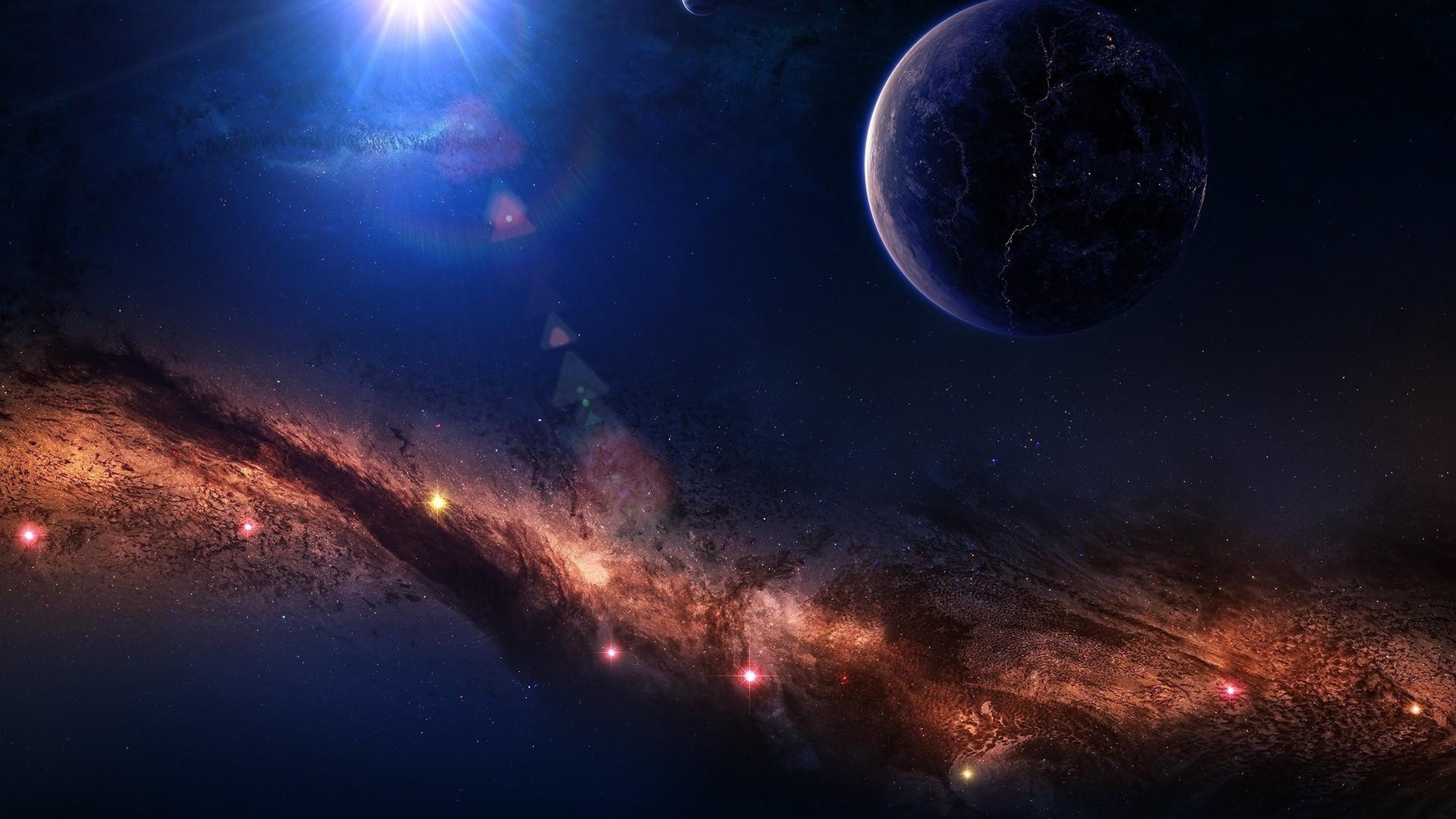 3840x2160 ... Background 4K Ultra HD.  Wallpaper planet, light, stars, nebula