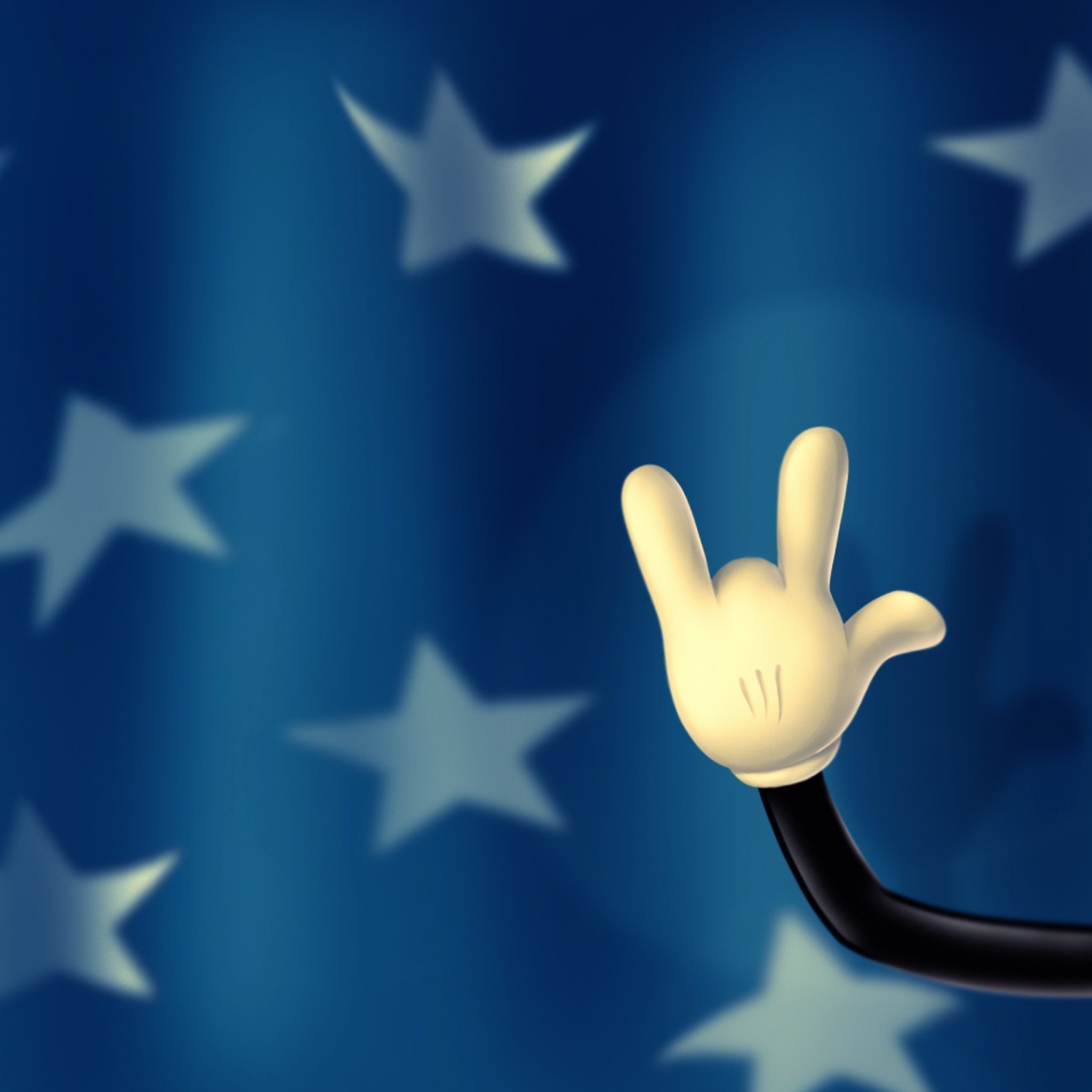 2048x2048 Preview wallpaper walt disney, mickey mouse, hand, fingers, background,  stars 