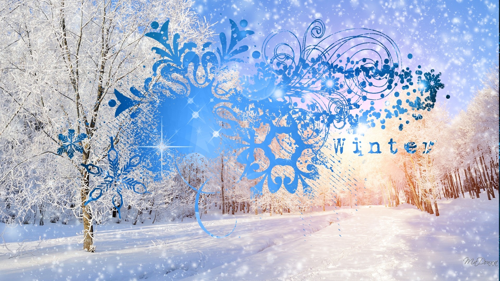 1920x1080 Snowflakes Collage Snow Winter Trees Christmas Light Sky Wonderland Desktop  Pictures Detail