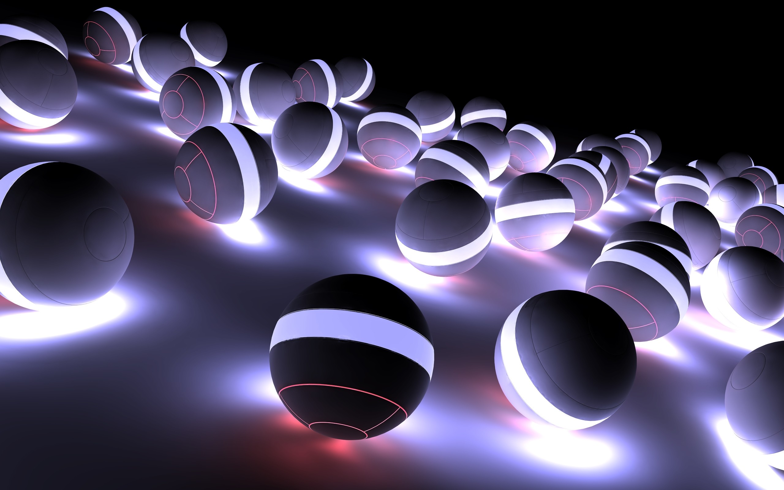 2560x1600 Preview wallpaper balloons, neon, light, bright, shadow 
