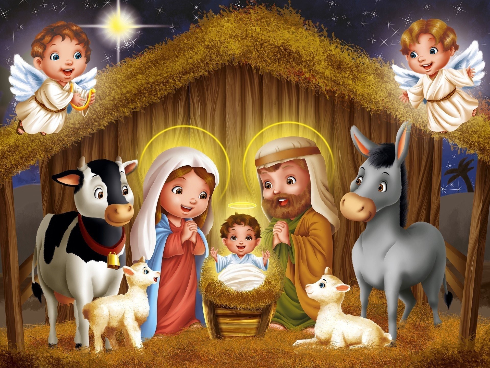 1920x1440 cradle art cow sheep star merry christmas price ass night child angels new  year
