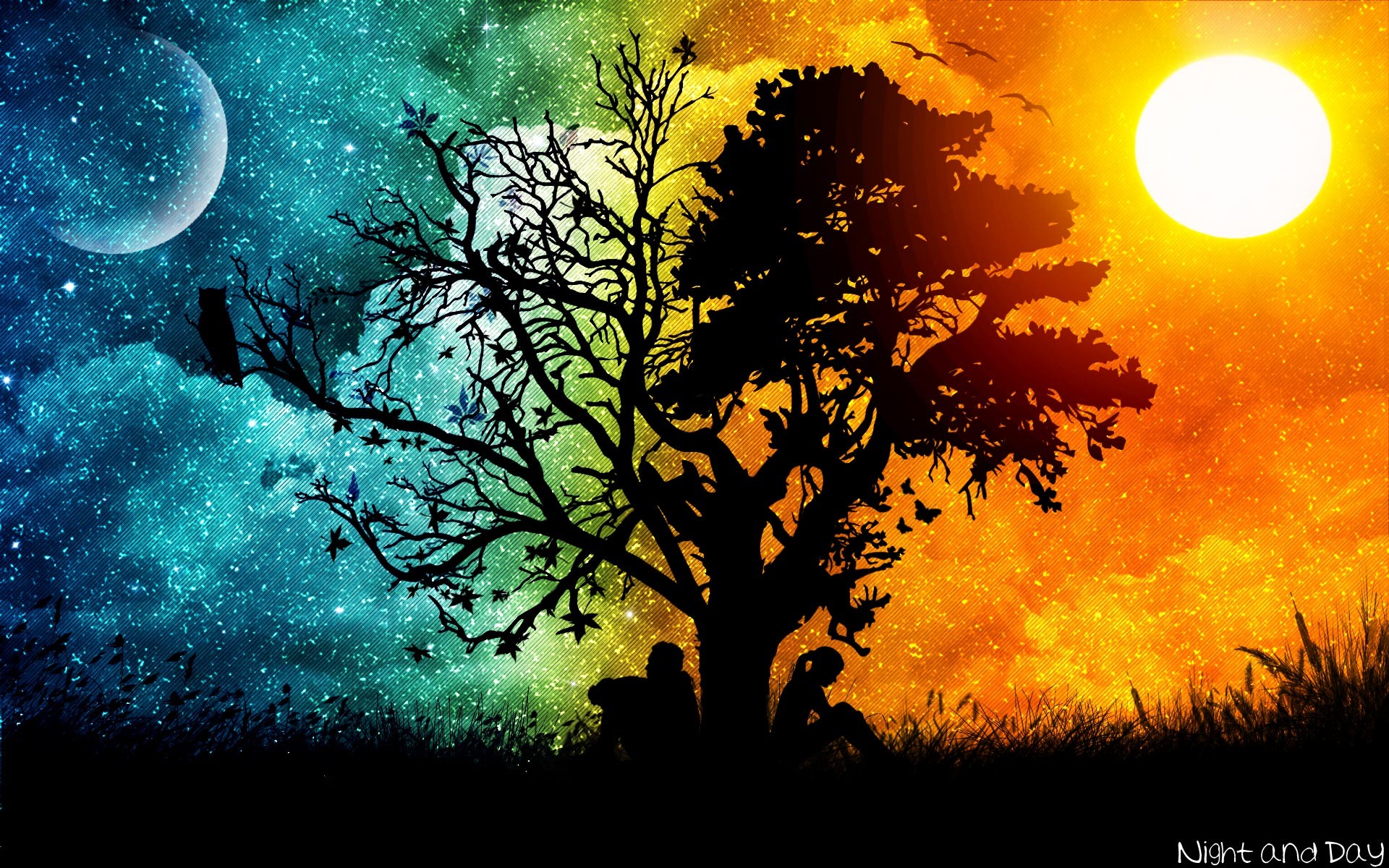 1920x1200 Tree at Night Widescreen Background Wallpapers