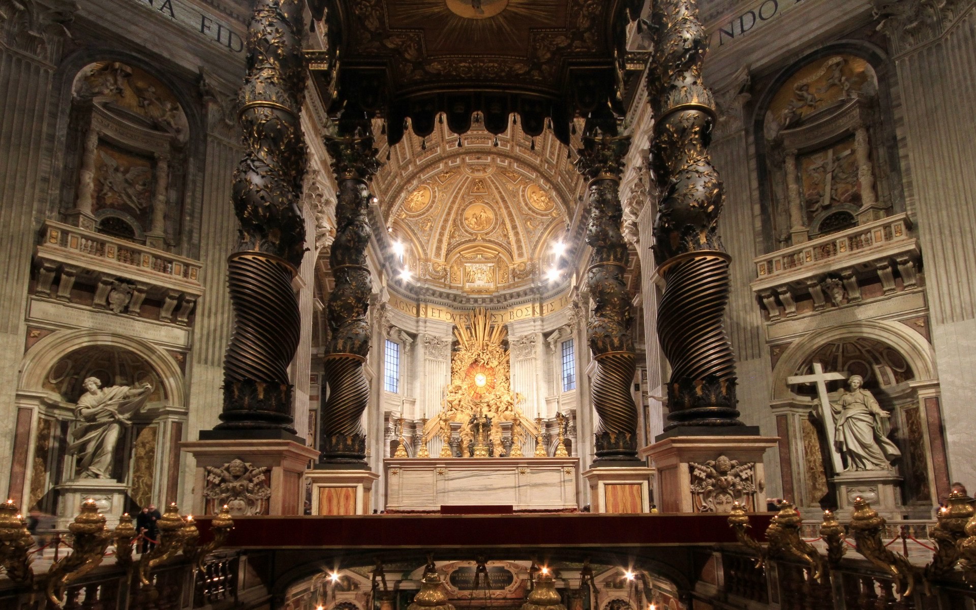 1920x1200 Inside St. Peter's Basilica - Bernini's Baldacchino. This bronze canopy is  located directly under