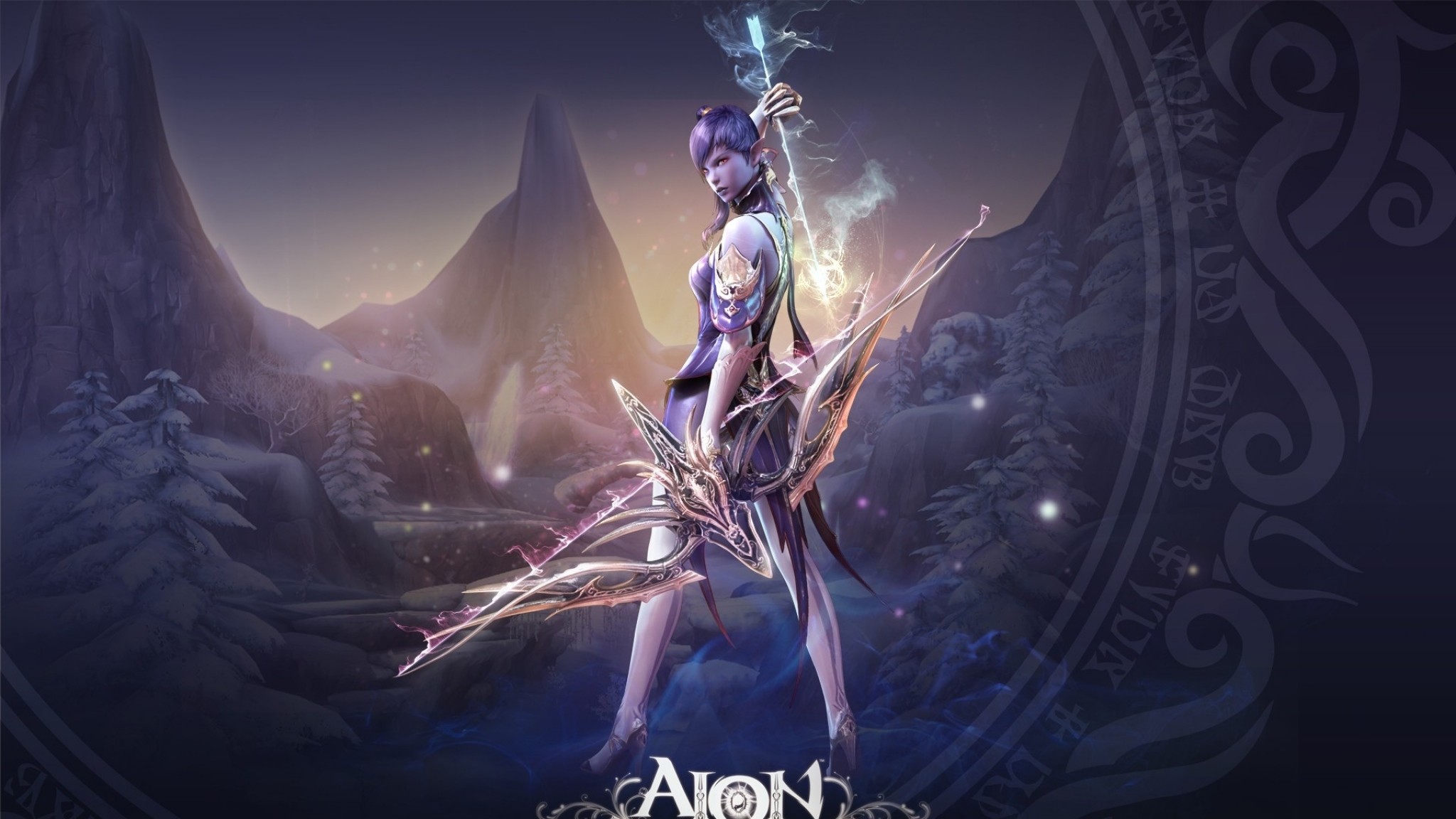 2048x1152  Wallpaper aion the tower of eternity, girl, fire, magic, monster