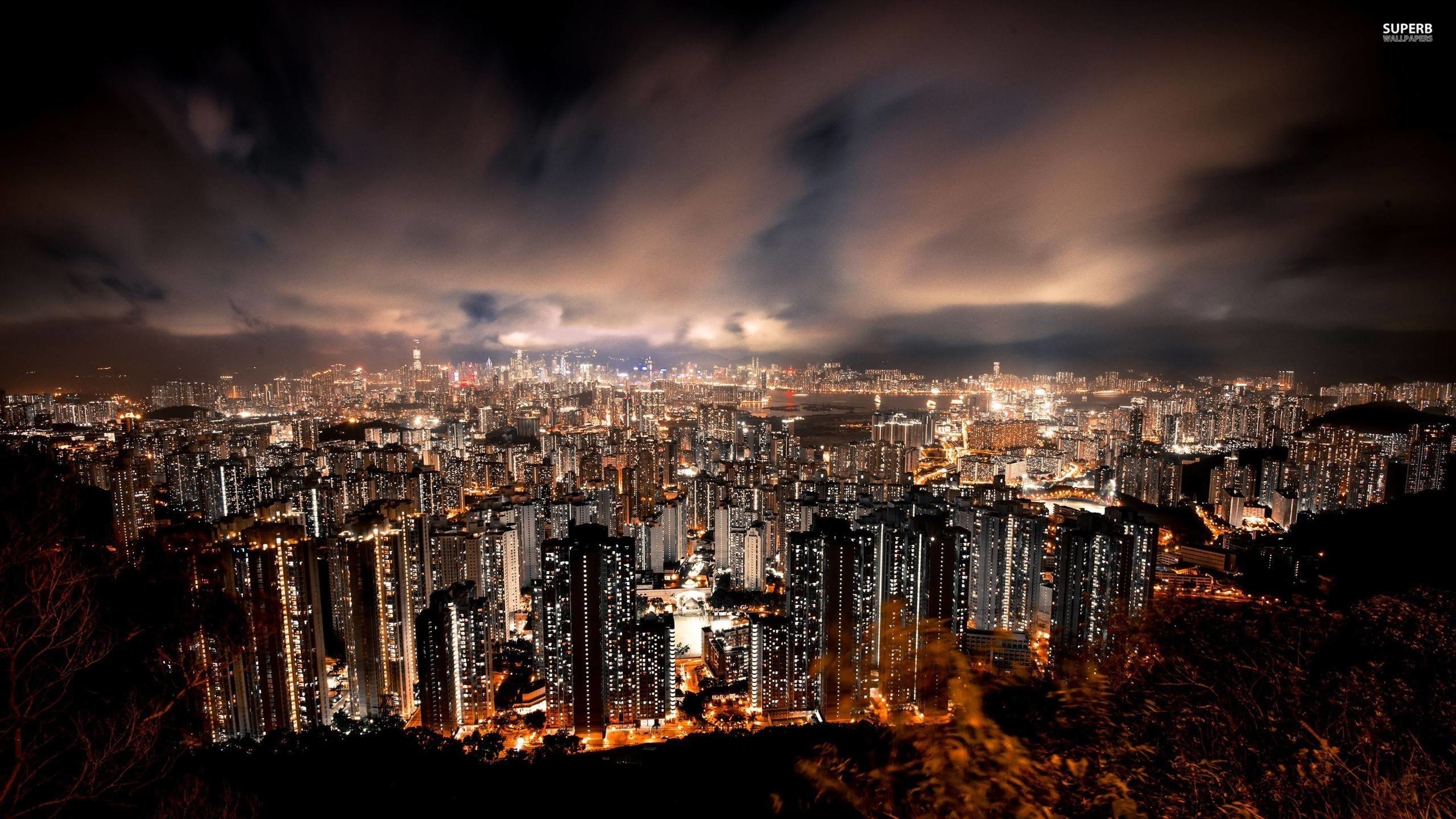 2560x1440 Hong Kong at night wallpaper - World wallpapers - #