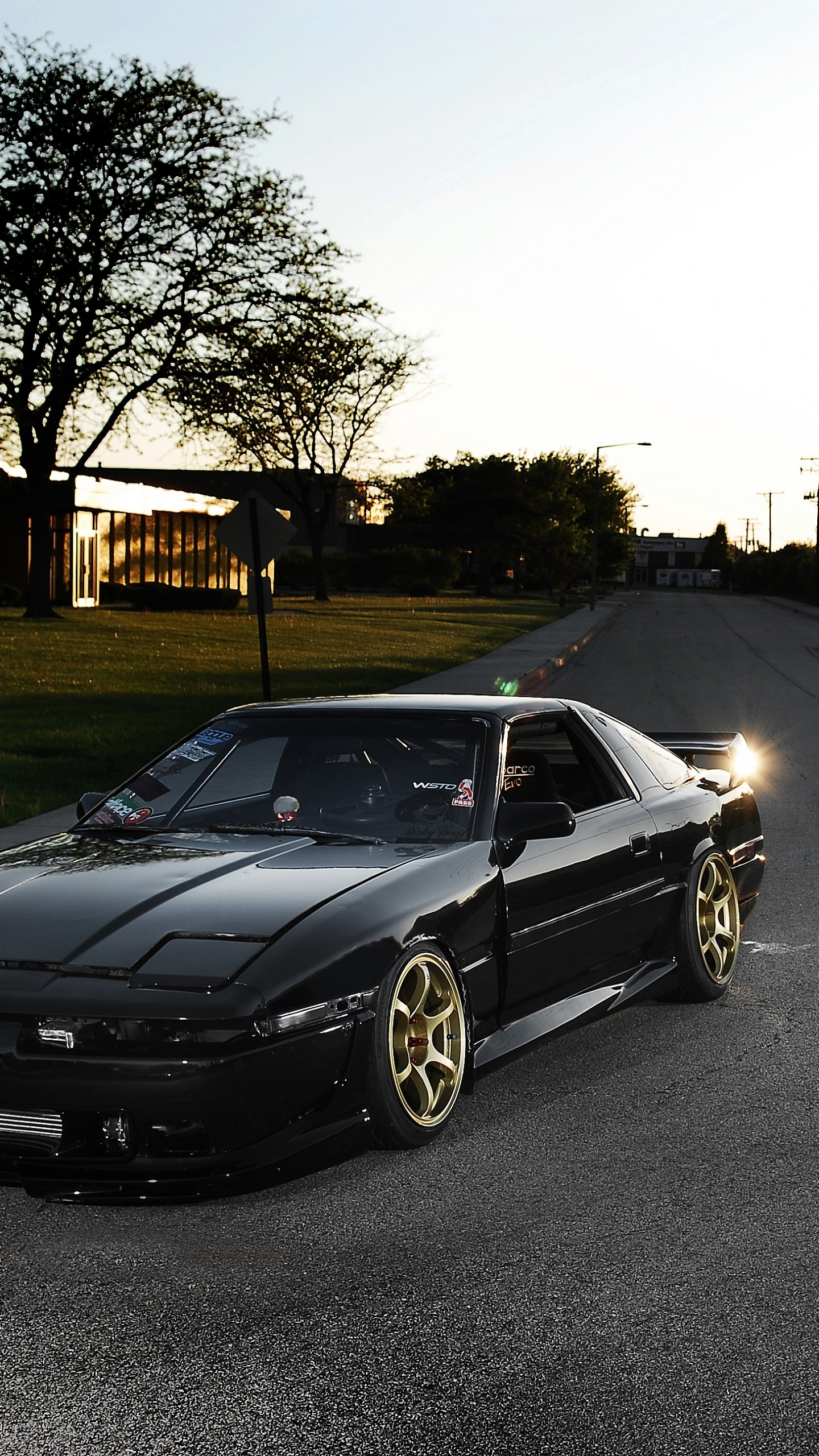 1440x2560 Preview wallpaper toyota, supra, ma61, black, front part, tuning, street