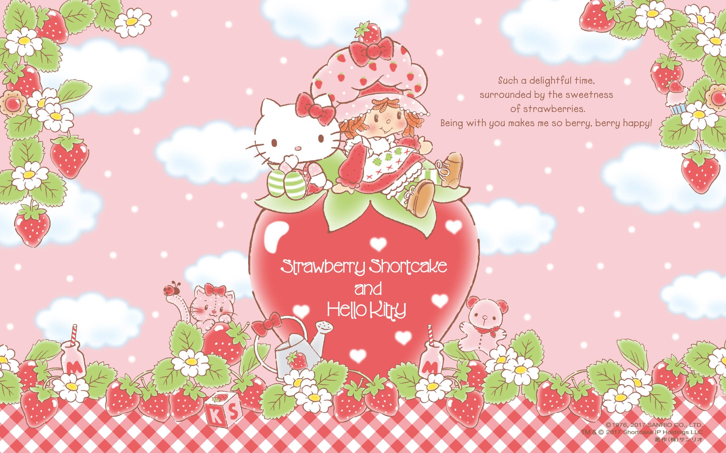 2880x1800 Strawberry Shortcake and Hello Kitty Wallpaper (2880Ã1800)