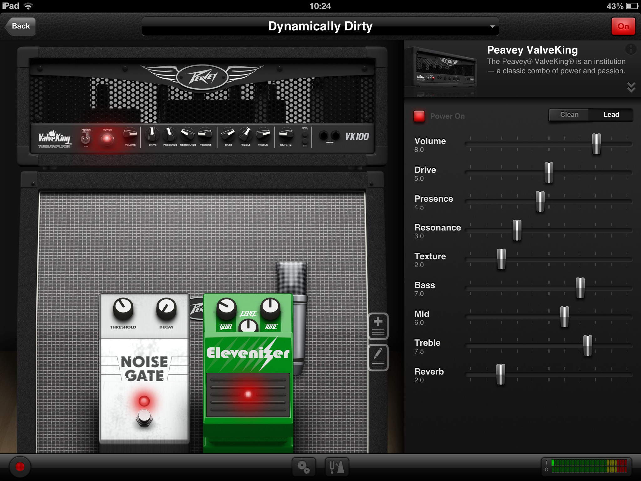 2048x1536 AmpKit's main tone tweaking screen on the iPad - not too scary for  technophobic guitar players