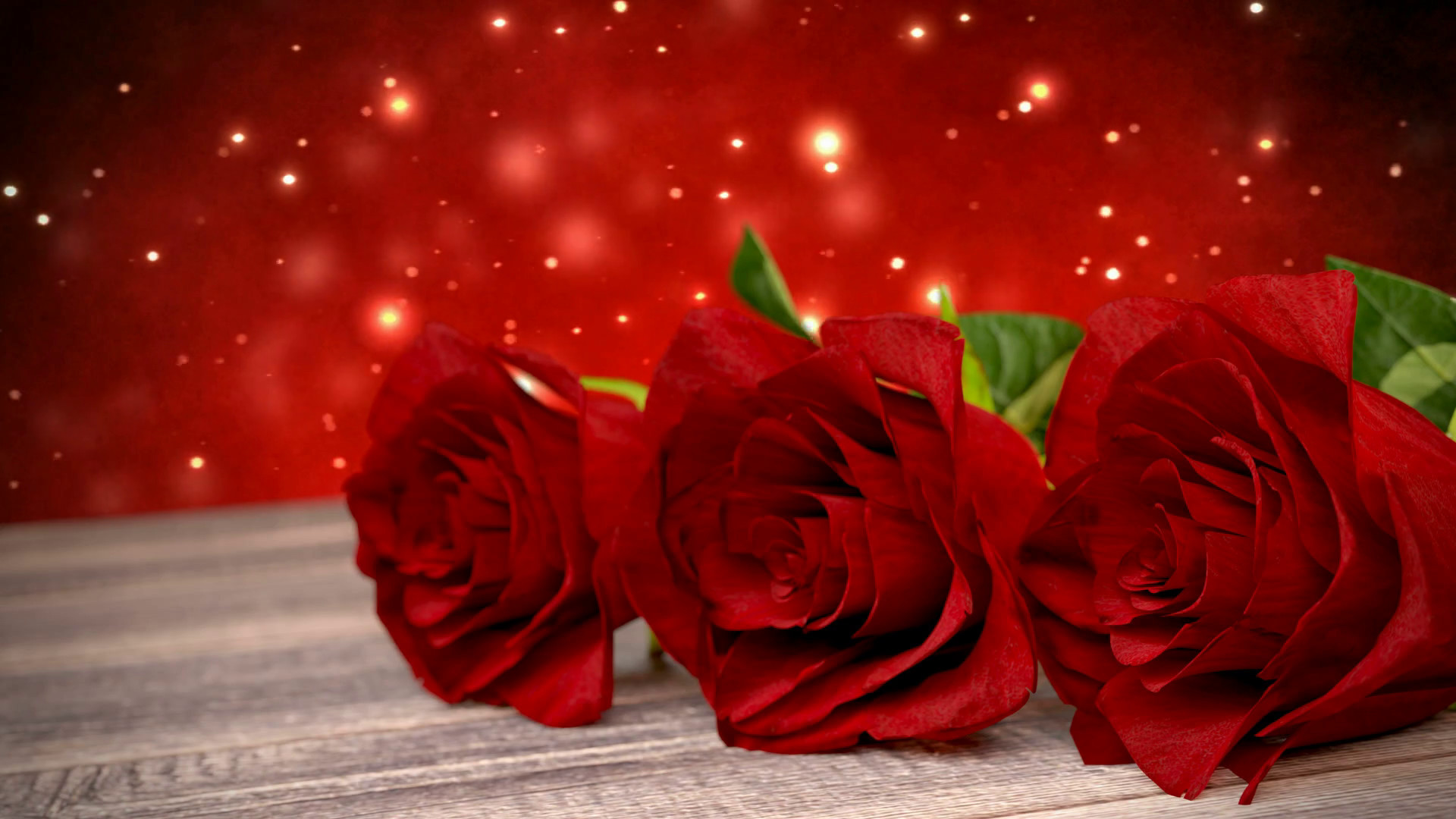 1920x1080 seamless loop birthday background with red roses on wooden desk. 3D render  Motion Background - VideoBlocks