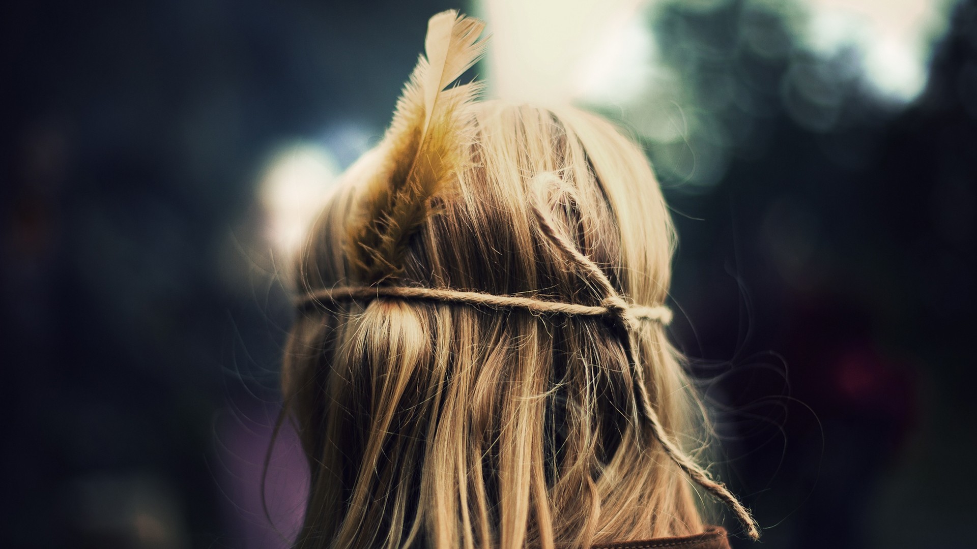 1920x1080 Blondes Bokeh Feathers Hippie Retro Women