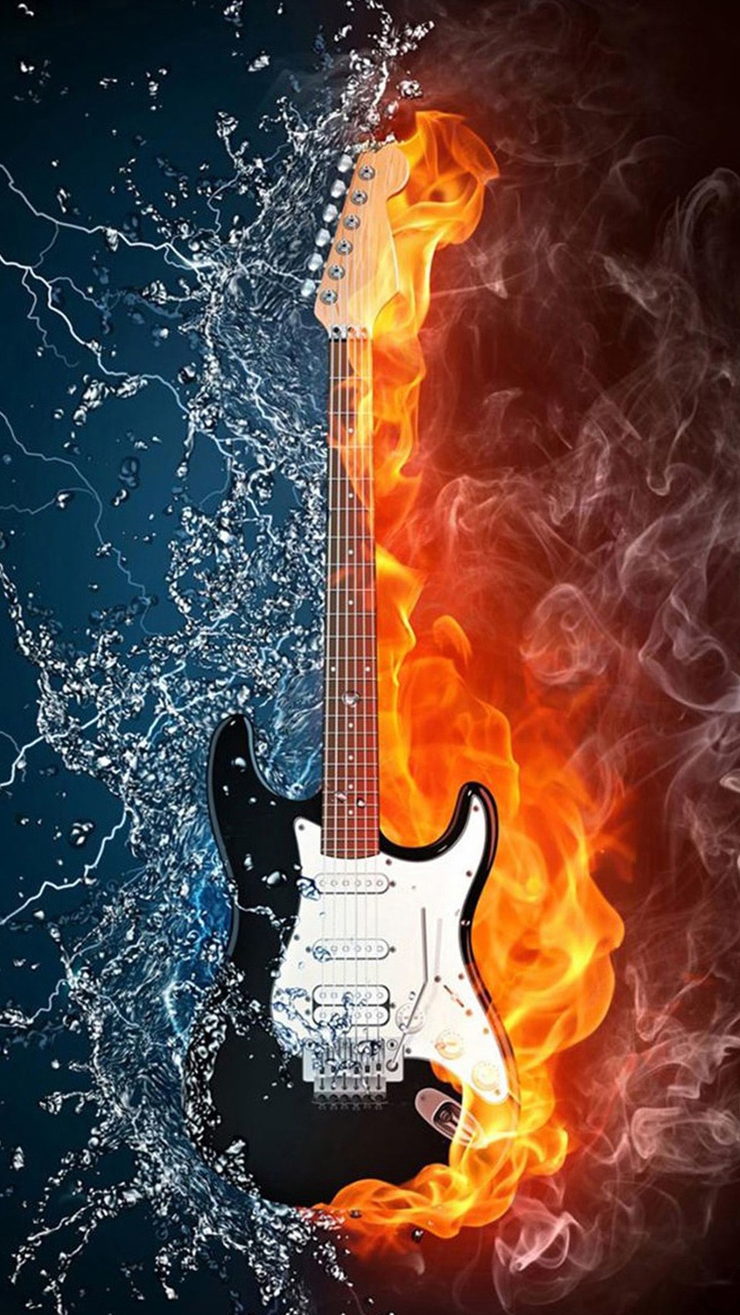 1440x2560 Full HD Wallpapers For Mobile-Water and fire guitar Galaxy S8 Wallpapers