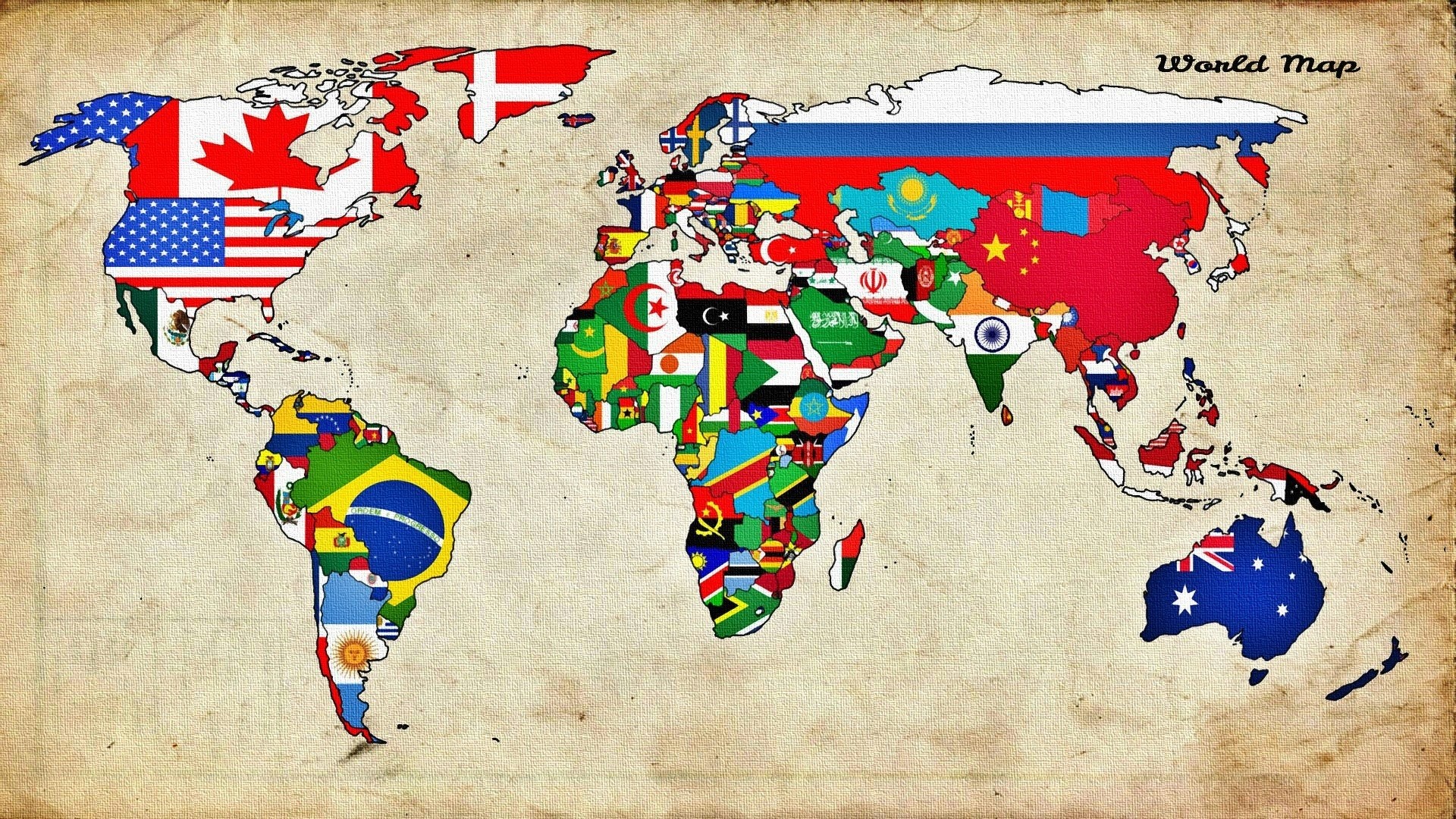 1920x1080 Maps World Countries Flags