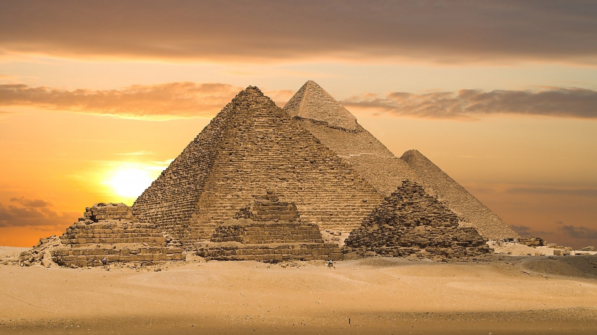 1920x1080 Preview wallpaper egypt, pyramids, sand, sunset 
