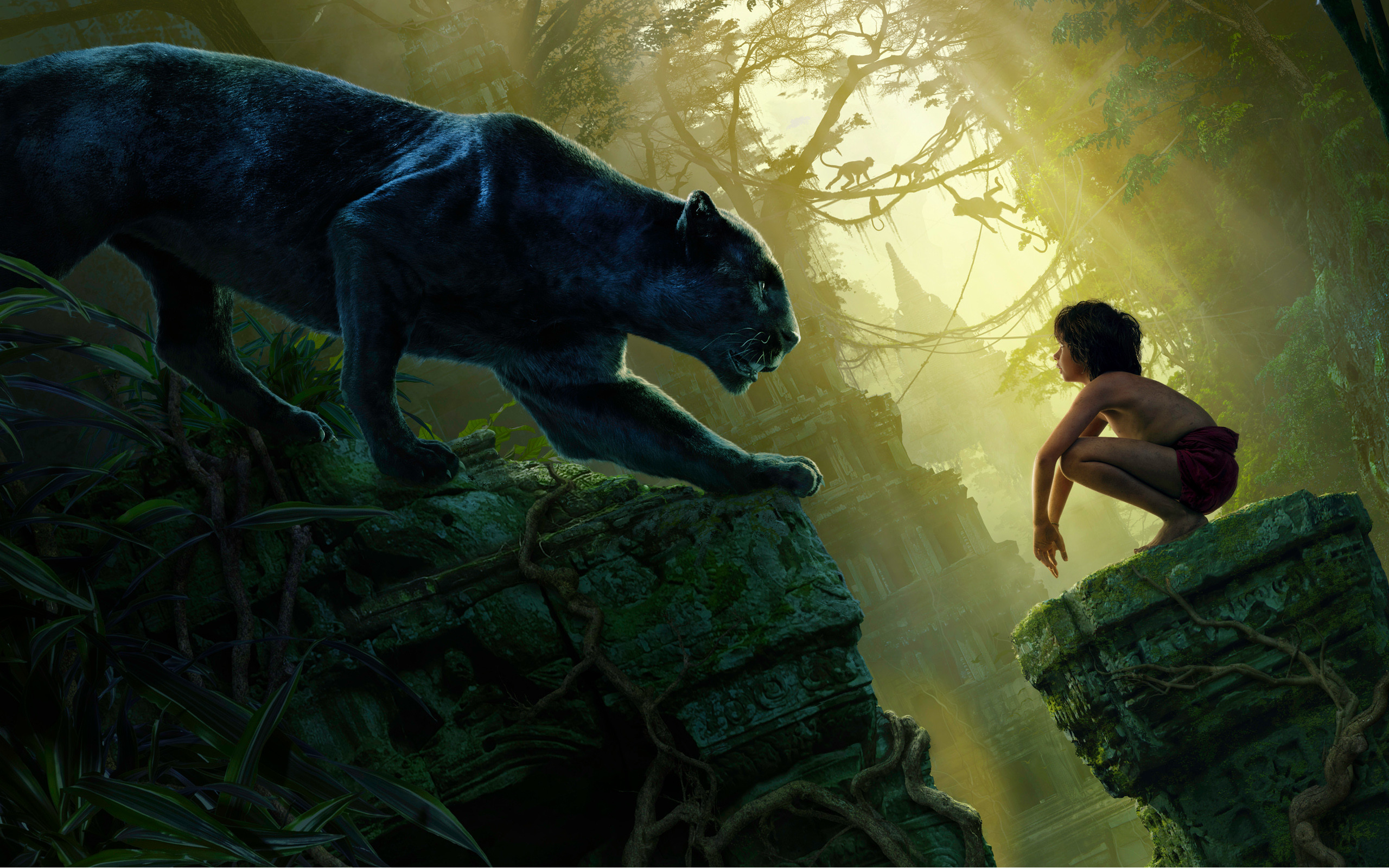 2560x1600 Mowgli Bagheera Black Panther The Jungle Book