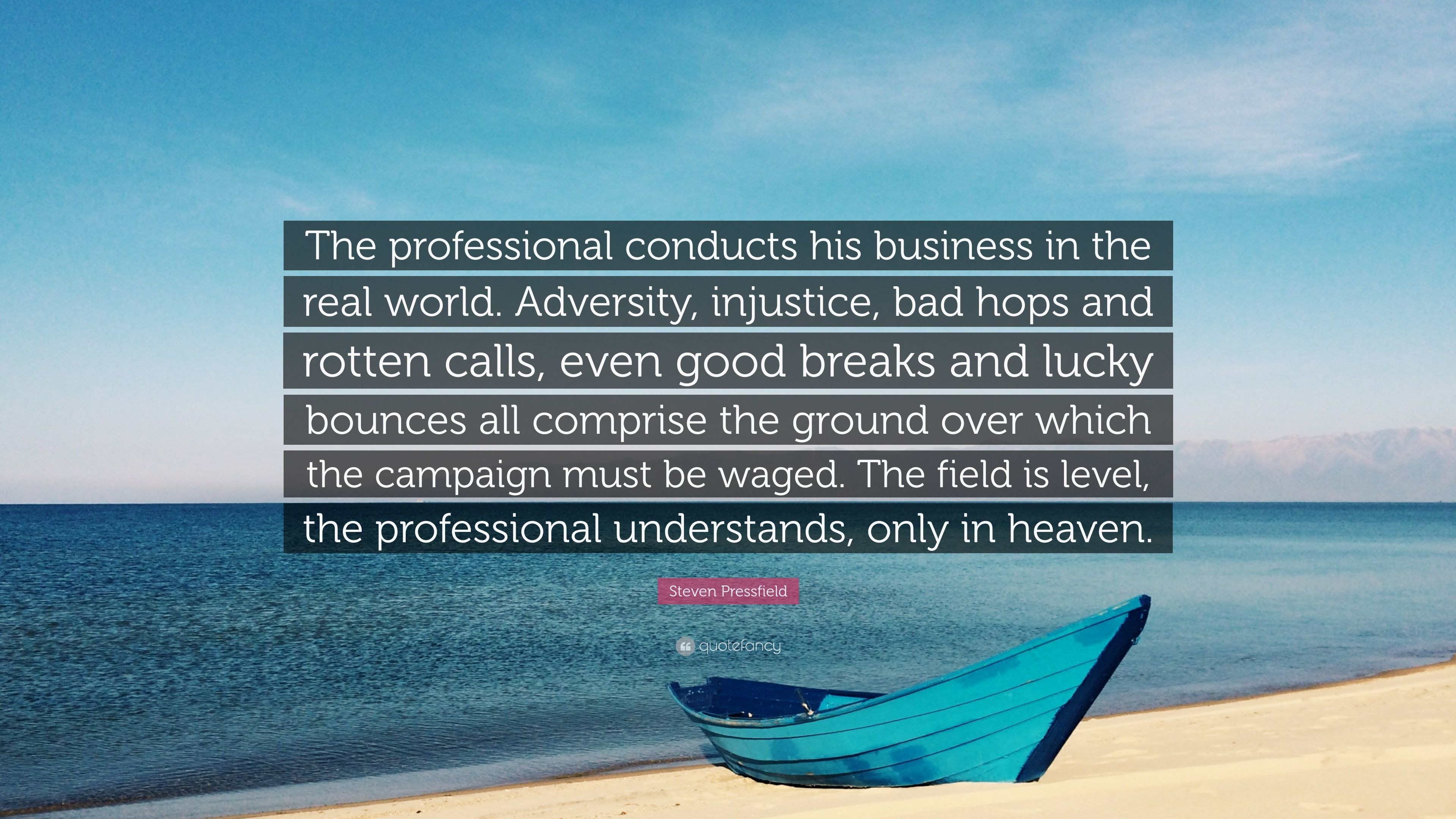 3840x2160 Steven Pressfield Quote: “The professional conducts his business in the  real world. Adversity