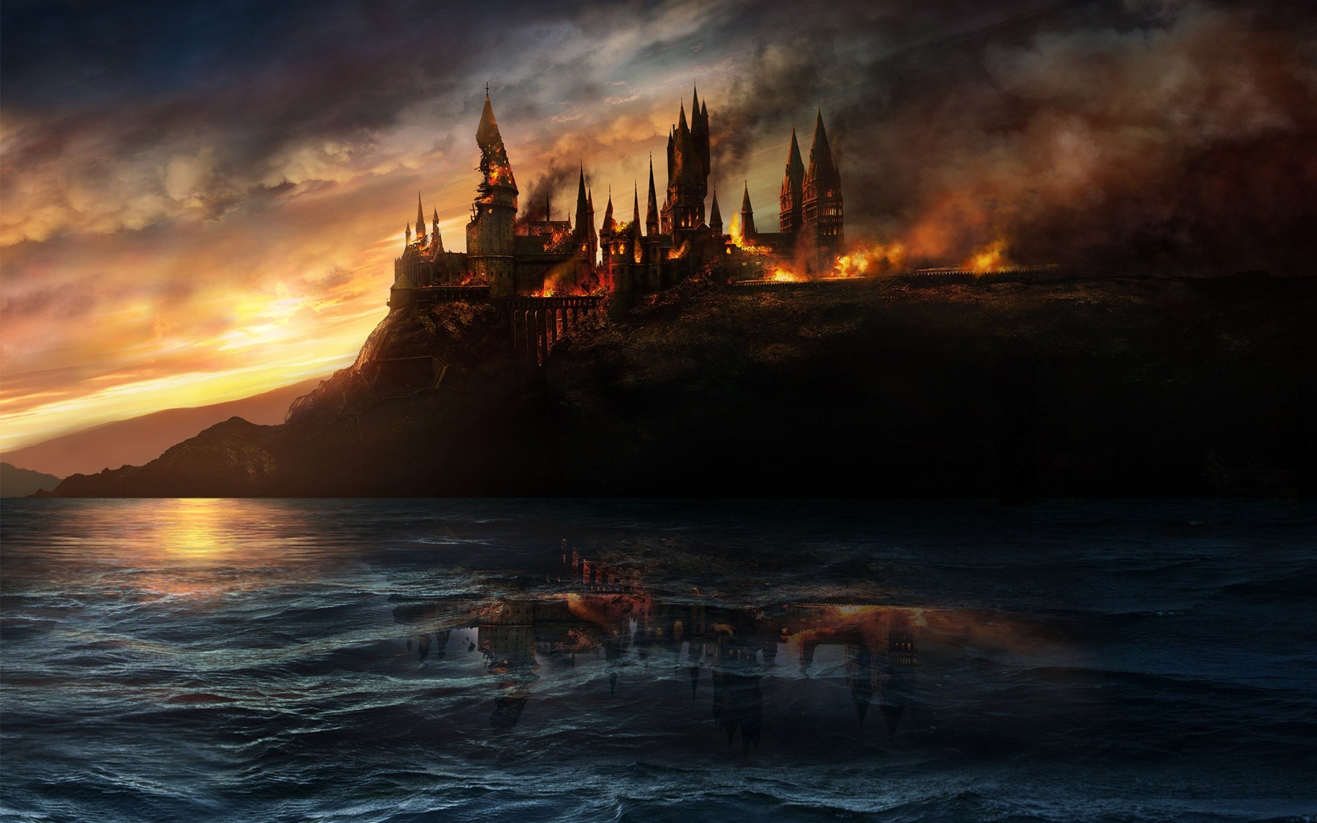 1920x1200 HD Wallpaper and background photos of Promotion picture - Hogwarts after  the battle for fans of Harry Potter and the Deathly Hallows Movies images.