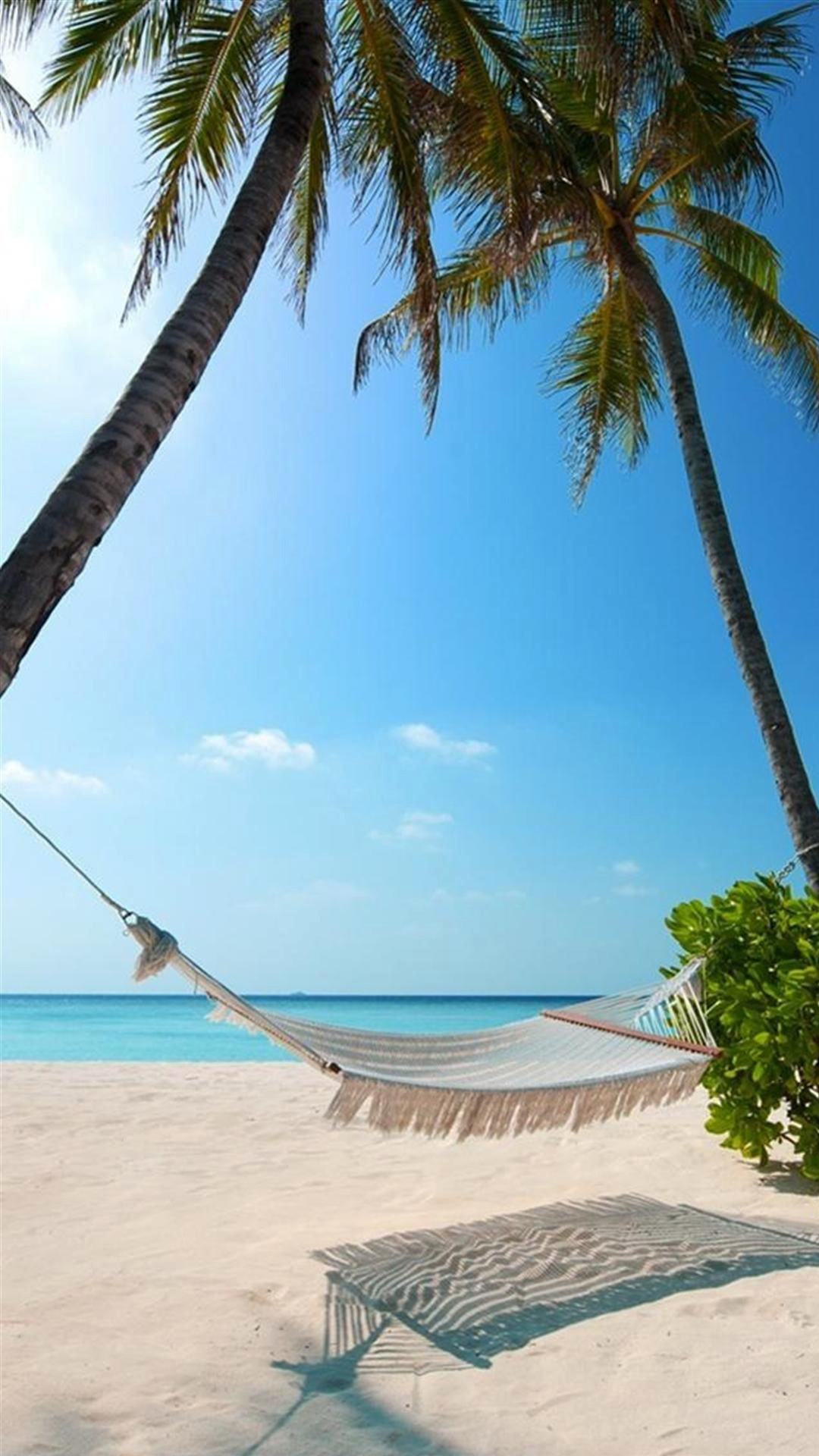 1080x1920 Exotic Beach Palm Trees Hammock Android Wallpaper ...