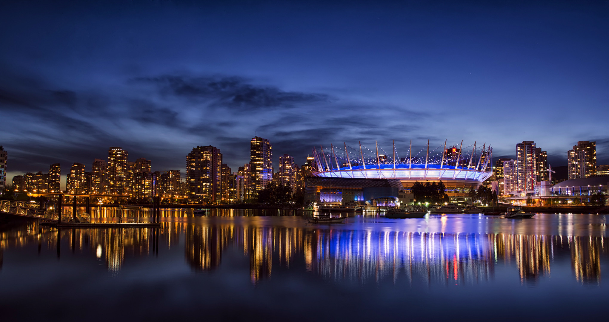 2040x1080 Photos Vancouver Canada Coast night time Cities  Night