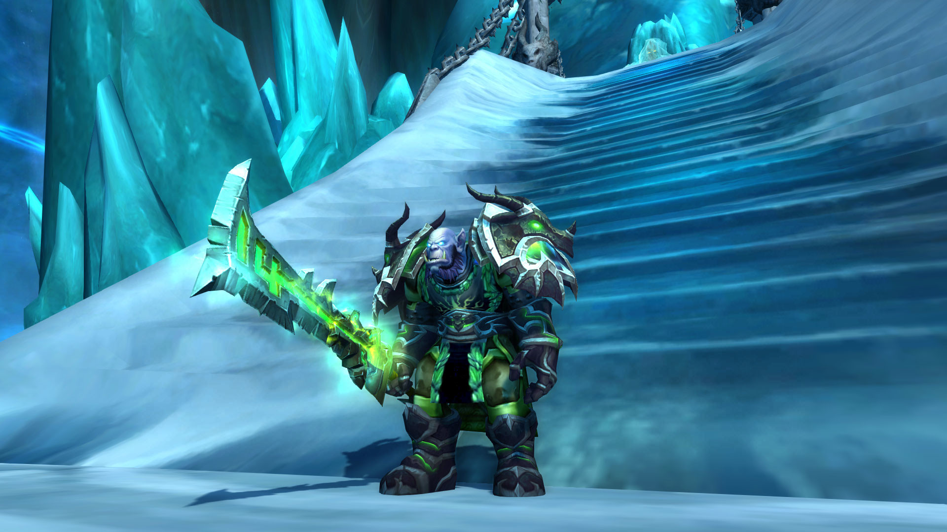 1920x1080 Unholy Death Knight mog. Can't seem to find the right helmet to go with  that set.