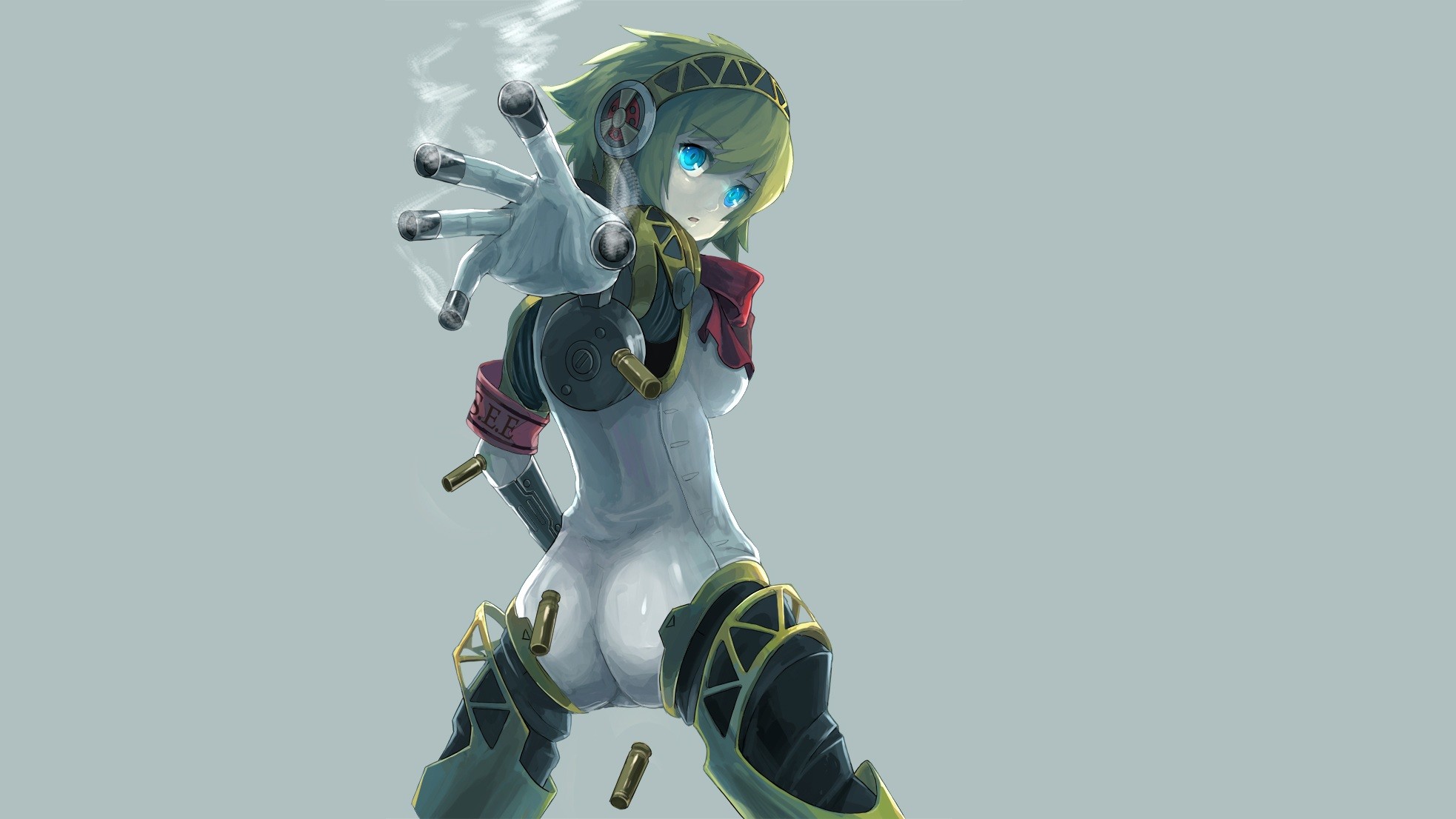 1966x1106 girl, Persona 3, simple background, anime girls, Aigis :