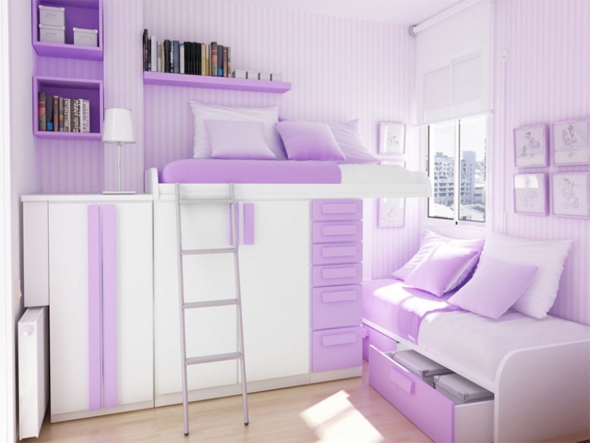 1920x1440 Image of: Purple Teenager Bunk Beds