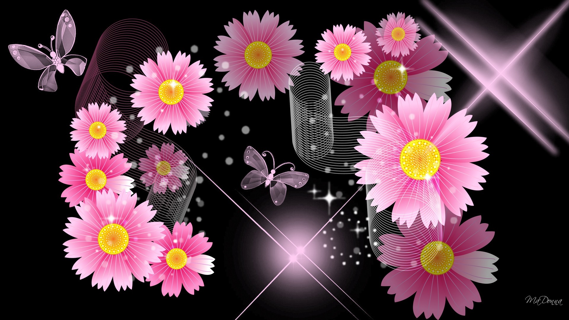 1920x1080 ... black with pink flowers wallpaper amplify pa info ...