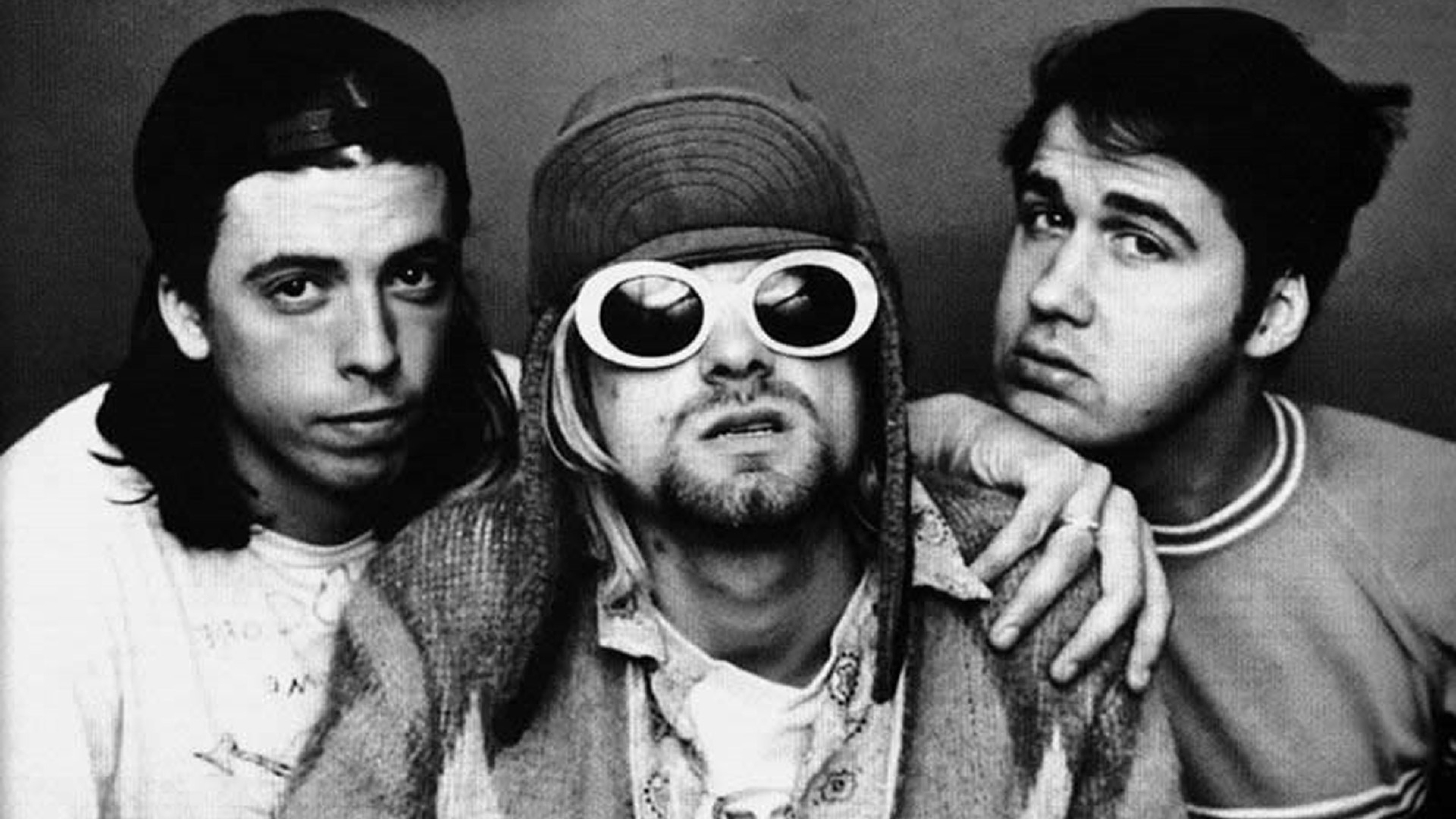 3840x2160 Preview wallpaper nirvana, band, history, glasses, look 