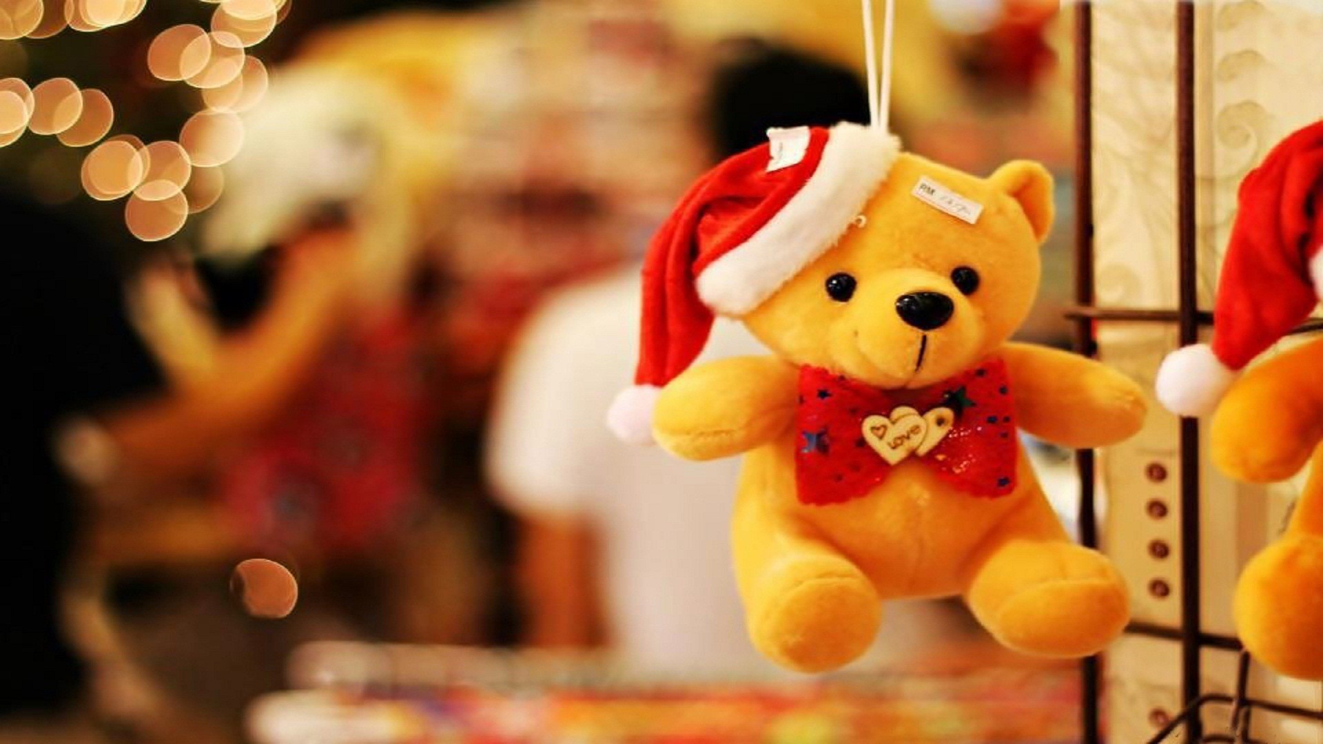 1920x1080 cute teddy bear With christmas cap gift girlfriend