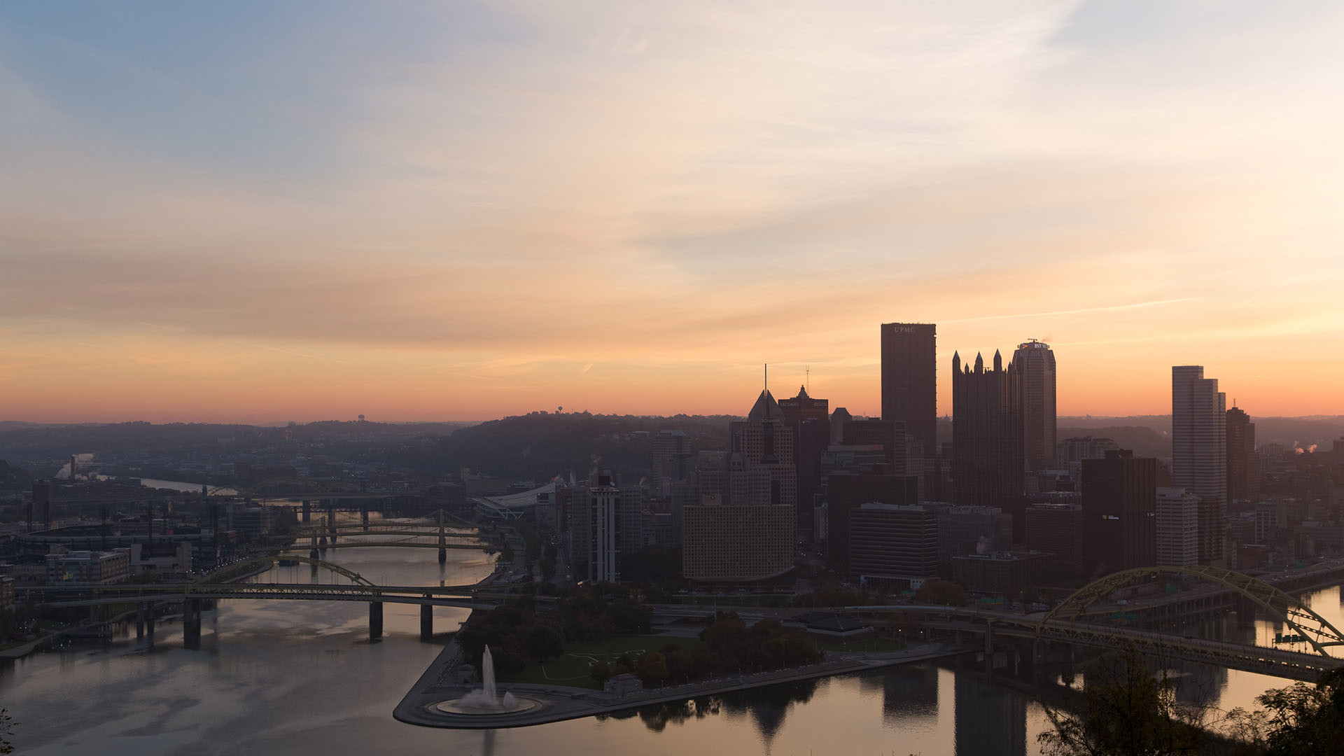 1920x1080 ... Pittsburgh downtown photograph high quality wallpaper sunrise dawn Pittsburgh  city ...